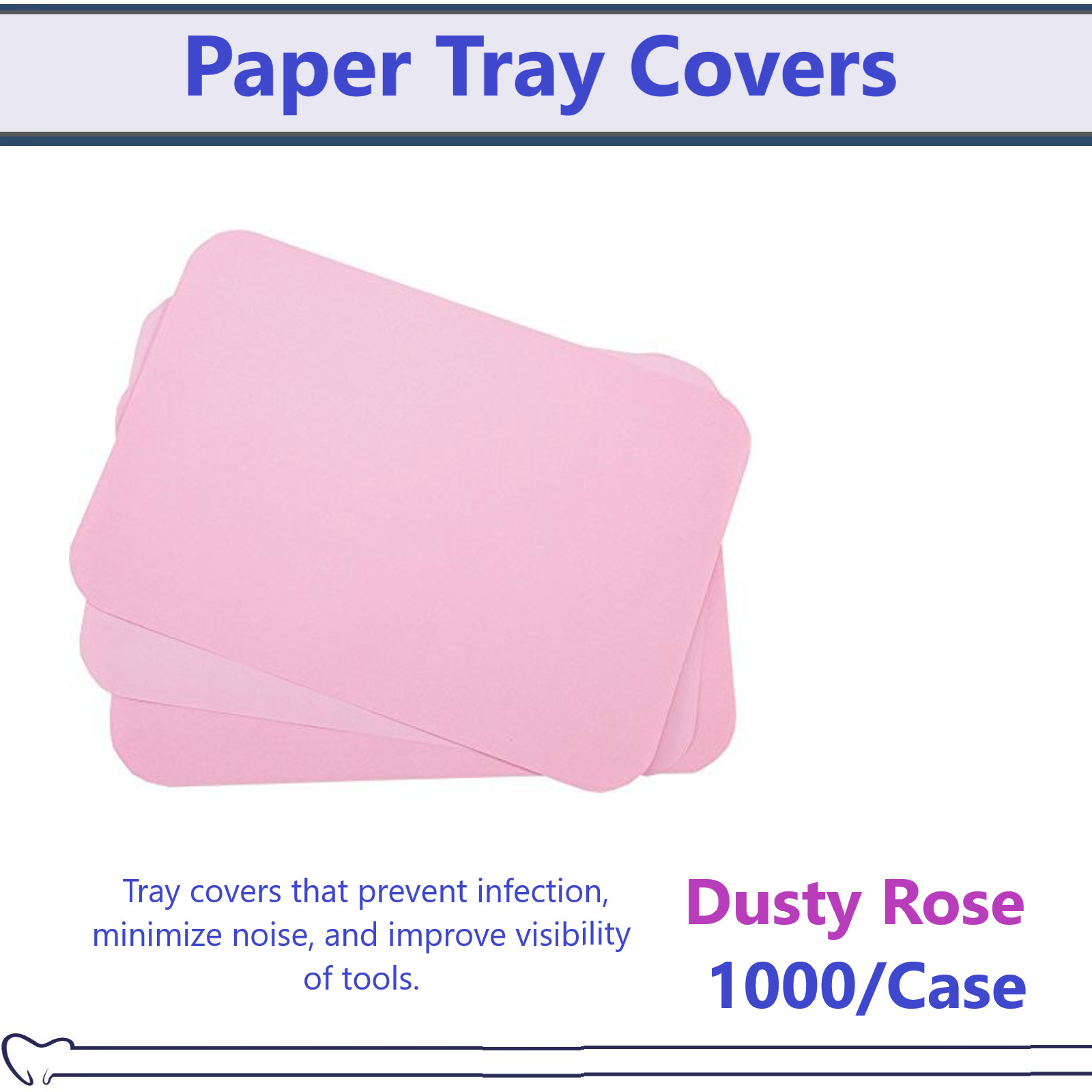 Dental Paper Tray Cover Size B / C / F White Blue Pink Green Lavender, 1000/Bx