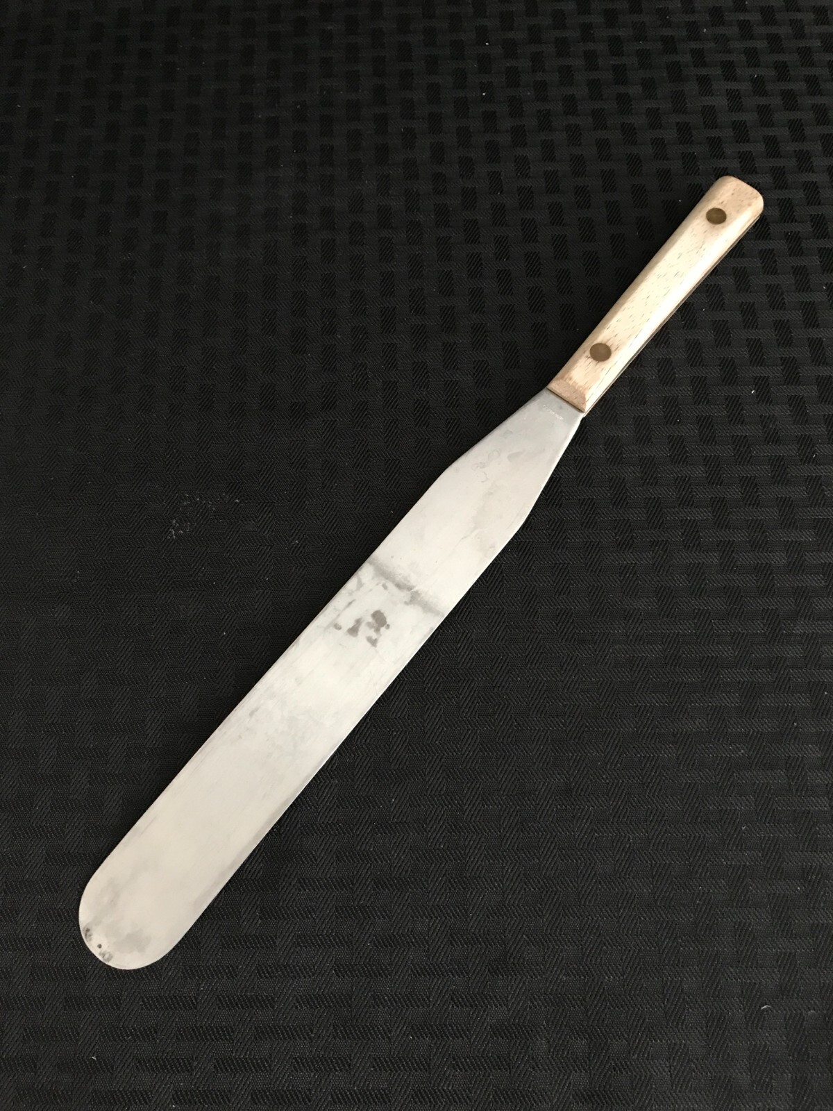Lab Stainless Steel Spatula w/ Wood Handle 14-3/4” L x 1-1/2″ W with 10” Blade
