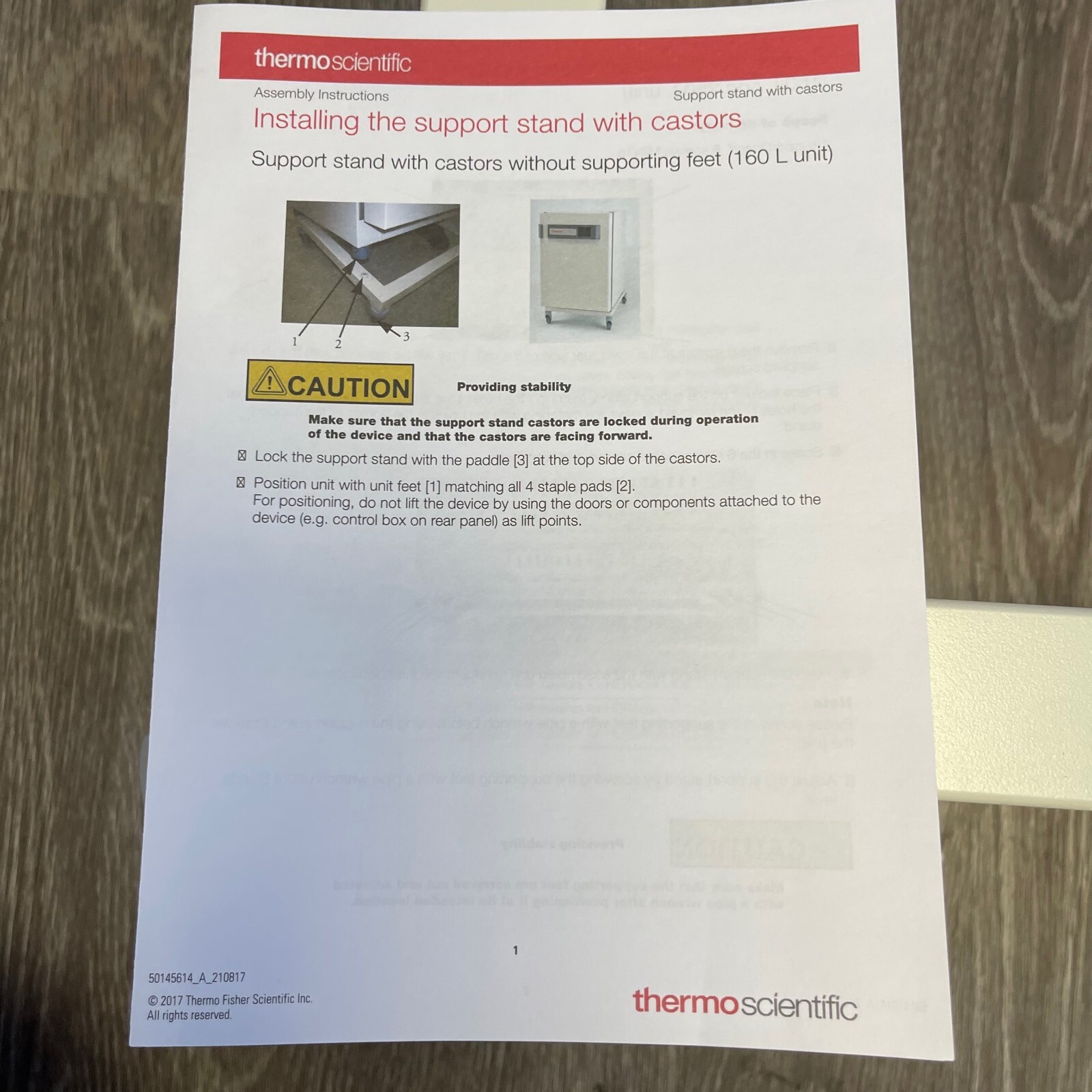 ThermoFisher 50145394 Support Frame 172 mm High w/ Caster for 160i CO2 Incubator