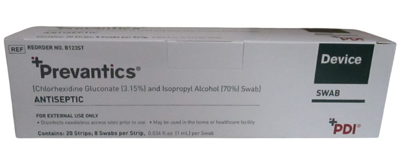 PDI Prevantics Antiseptic Swab (Chlorhexidine Gluconate 3.15%) 8 Swabs/Strip -20