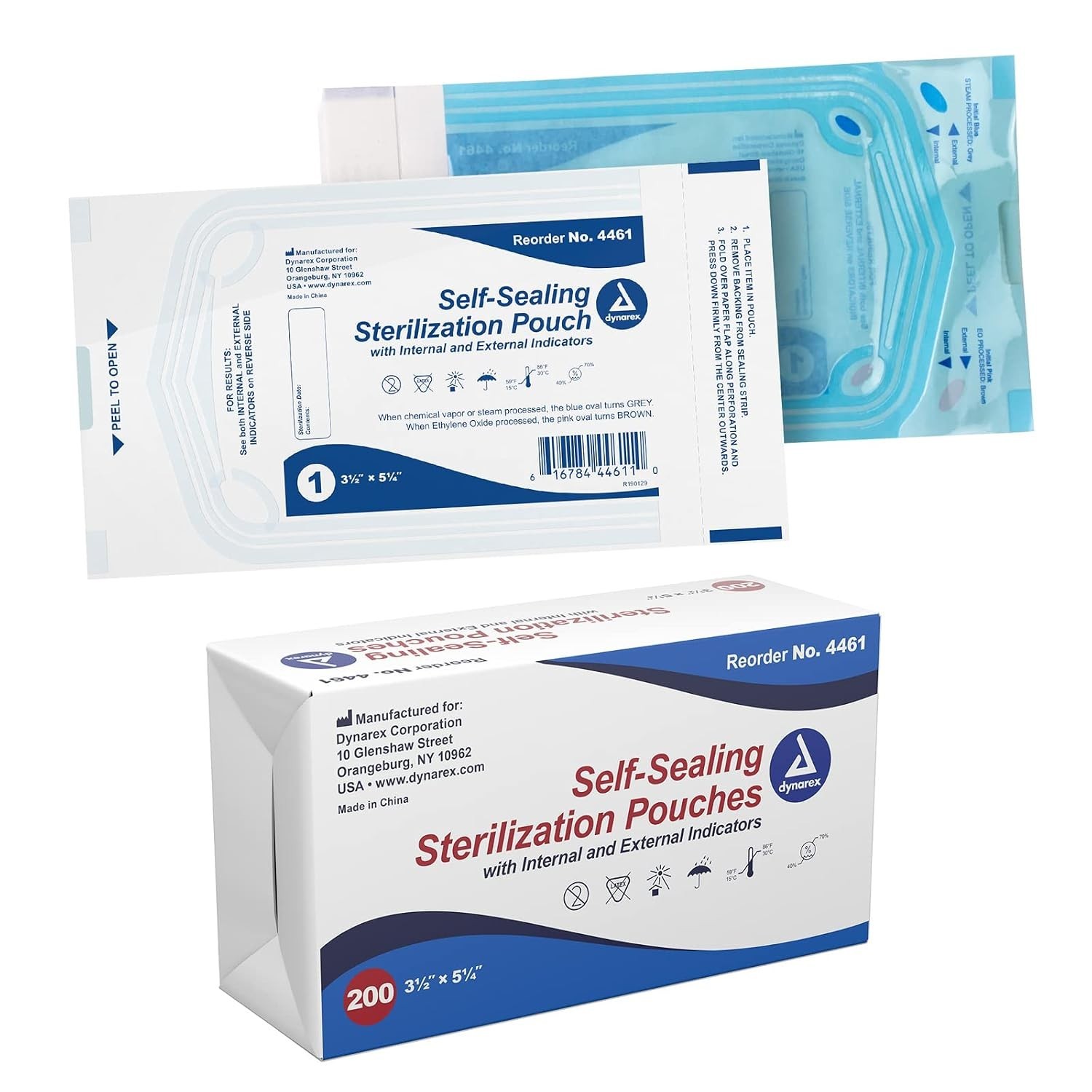 Self-Sealing Sterilization Pouches – 200 Blue-Tinted Autoclave Bags, 3.5″x5.25″