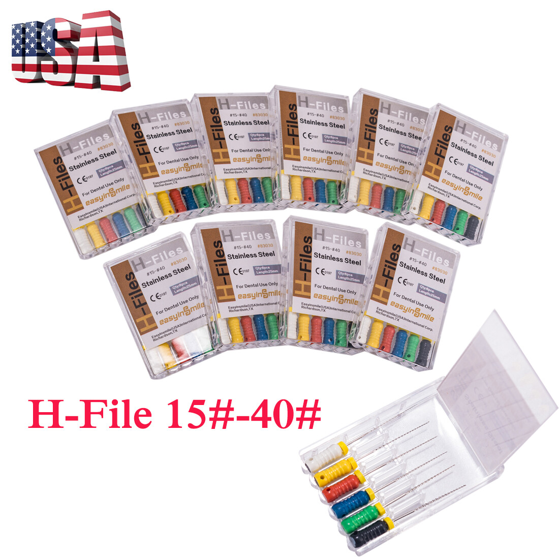 10pc/pack Dental H-Files stainless steel endodontic hand use file For root canal