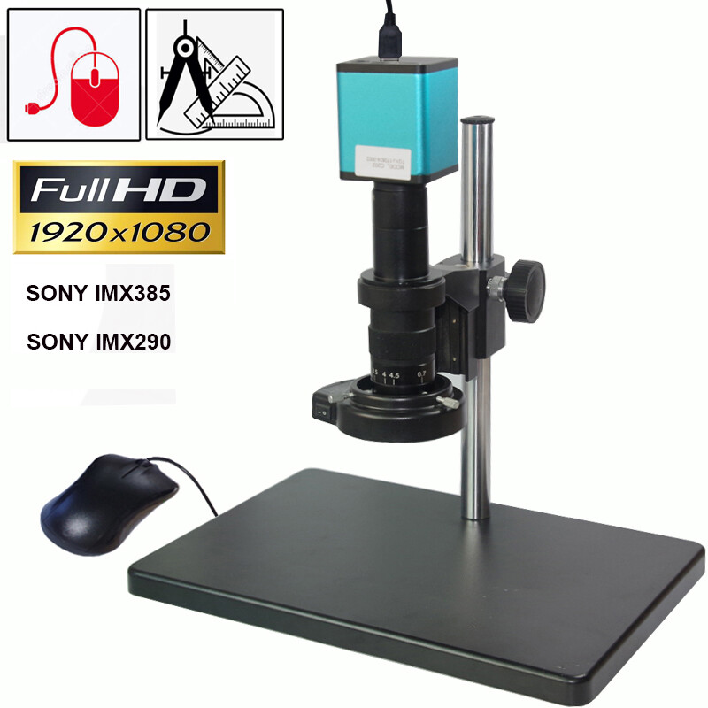10X-180X 60FPS HDMI Industry Microscope Camera Set Stand Measurement Sony Sensor