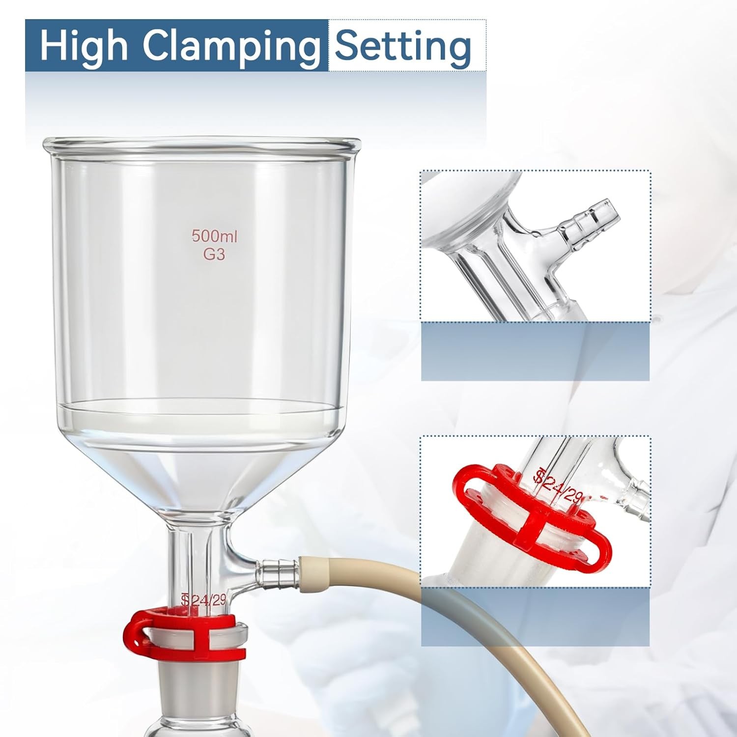 Flask Funnel Lab Vacuum Filtration 1L Filter Bottle+ 500ml Funnel + Filter Paper