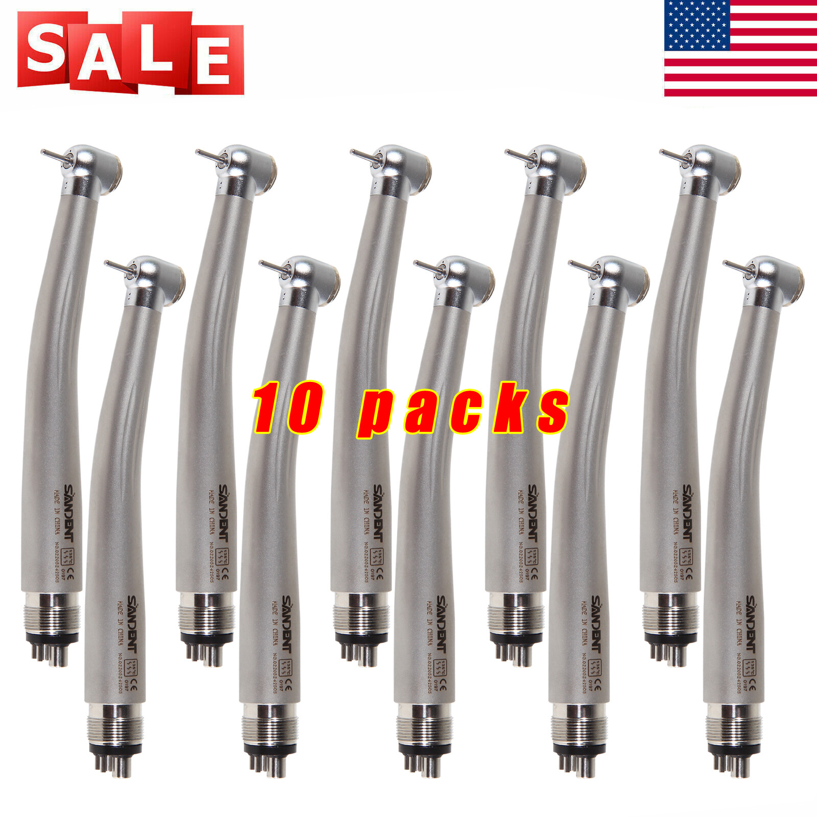 10* SANDENT Dental High Speed Handpiece push button spray 4Hole Midwest fit NSK