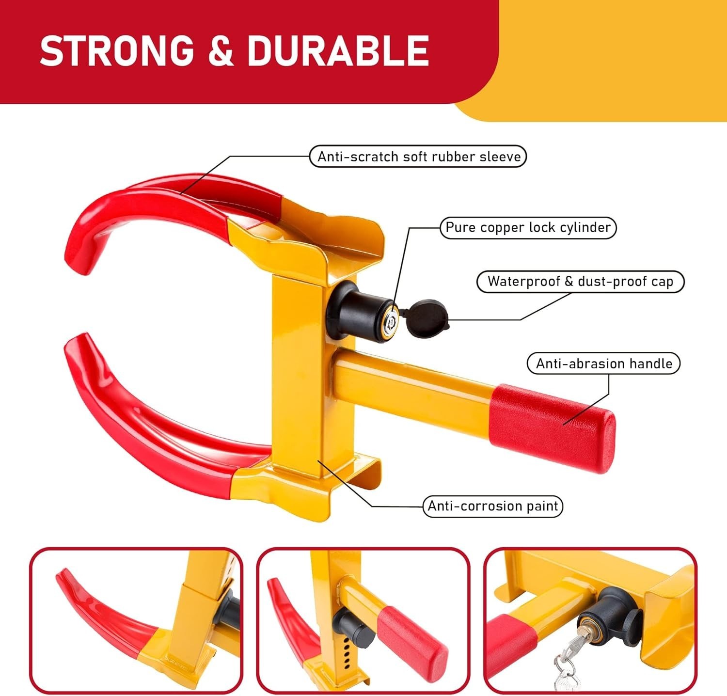 2-Pack Heavy Duty Universal Trailer Lock Wheel Clamp, Adjustable Anti-Theft Lock