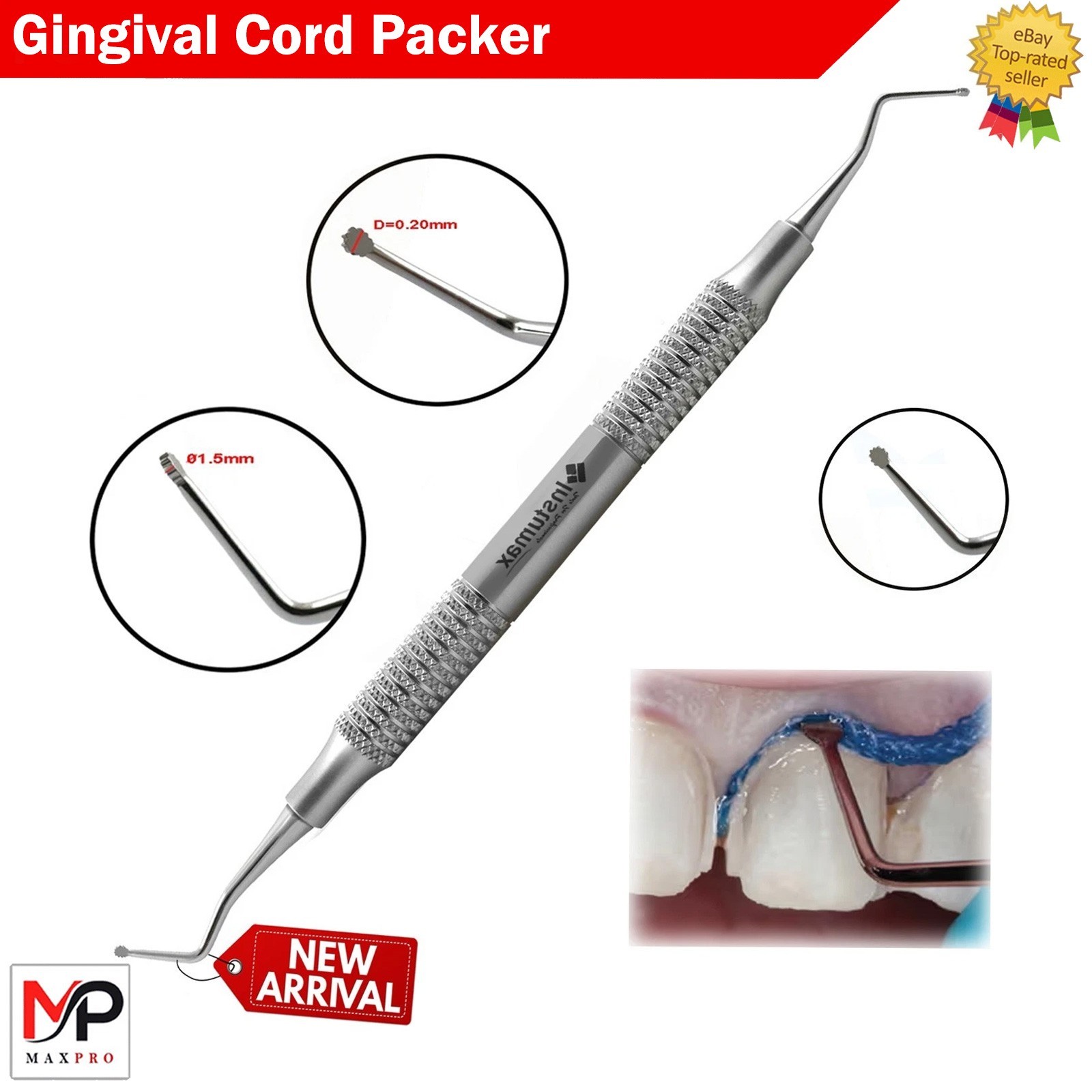 Cord Packer Precision Dental Instrument for Gingival Retraction in Crown Veneer