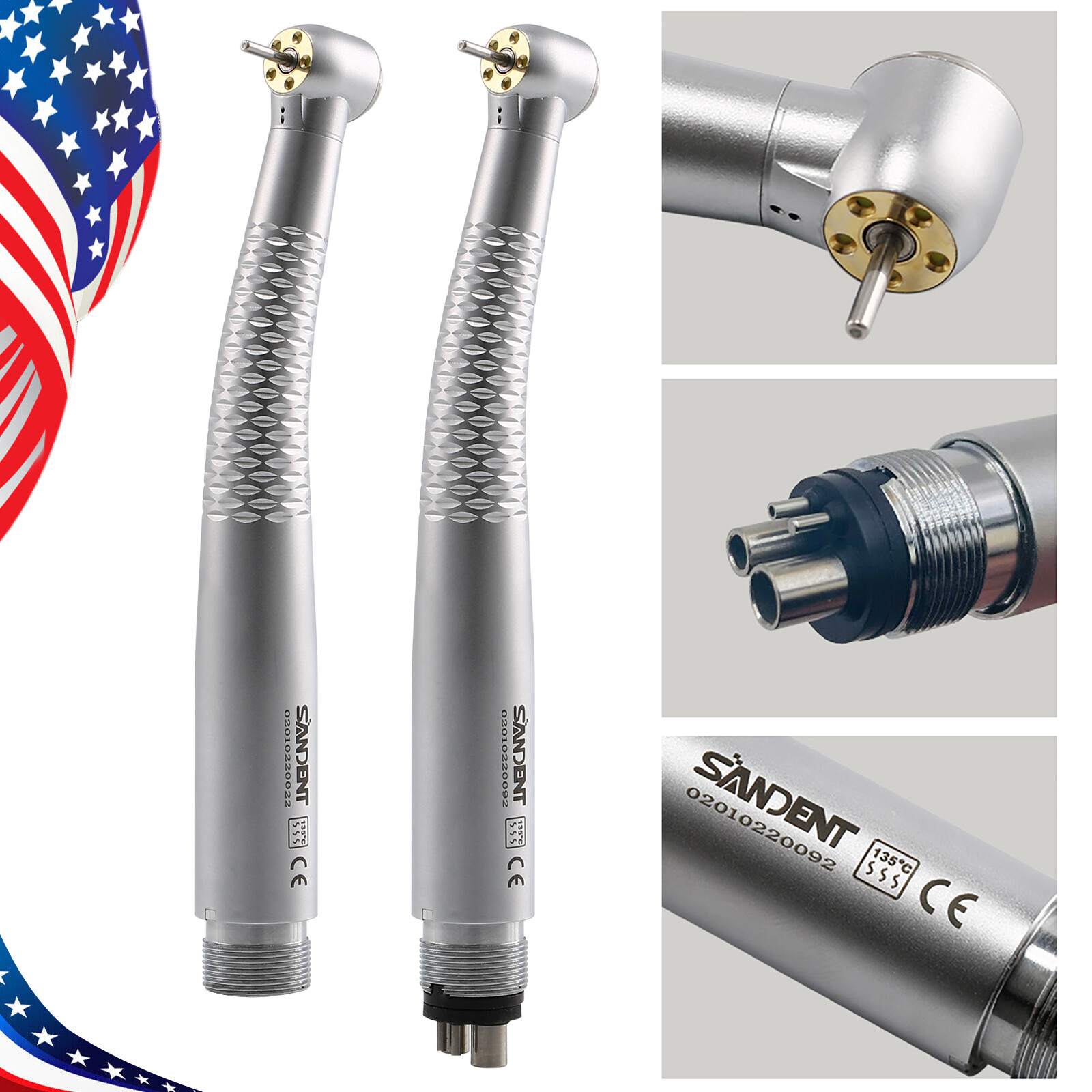 W/H Style Dental LED E-generator High Speed Handpiece 5*Bulb Fiber Optic / Rotor