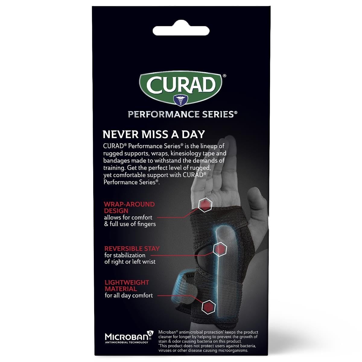 Curad Performance Series Wrist Support Reversible Rigid Brace For Mild Sprains