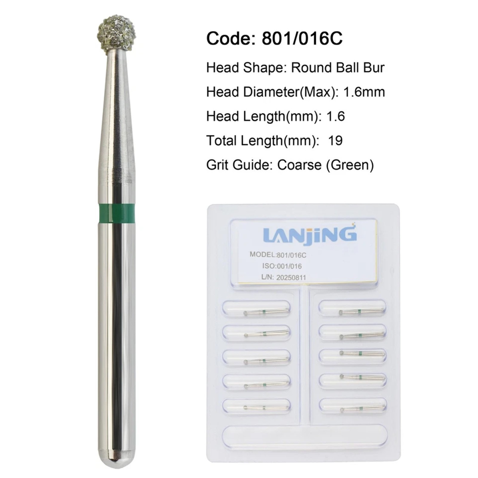 Dental Diamond Burs Round Surgical Long Ball Barrel FG High Speed 801 801L 811
