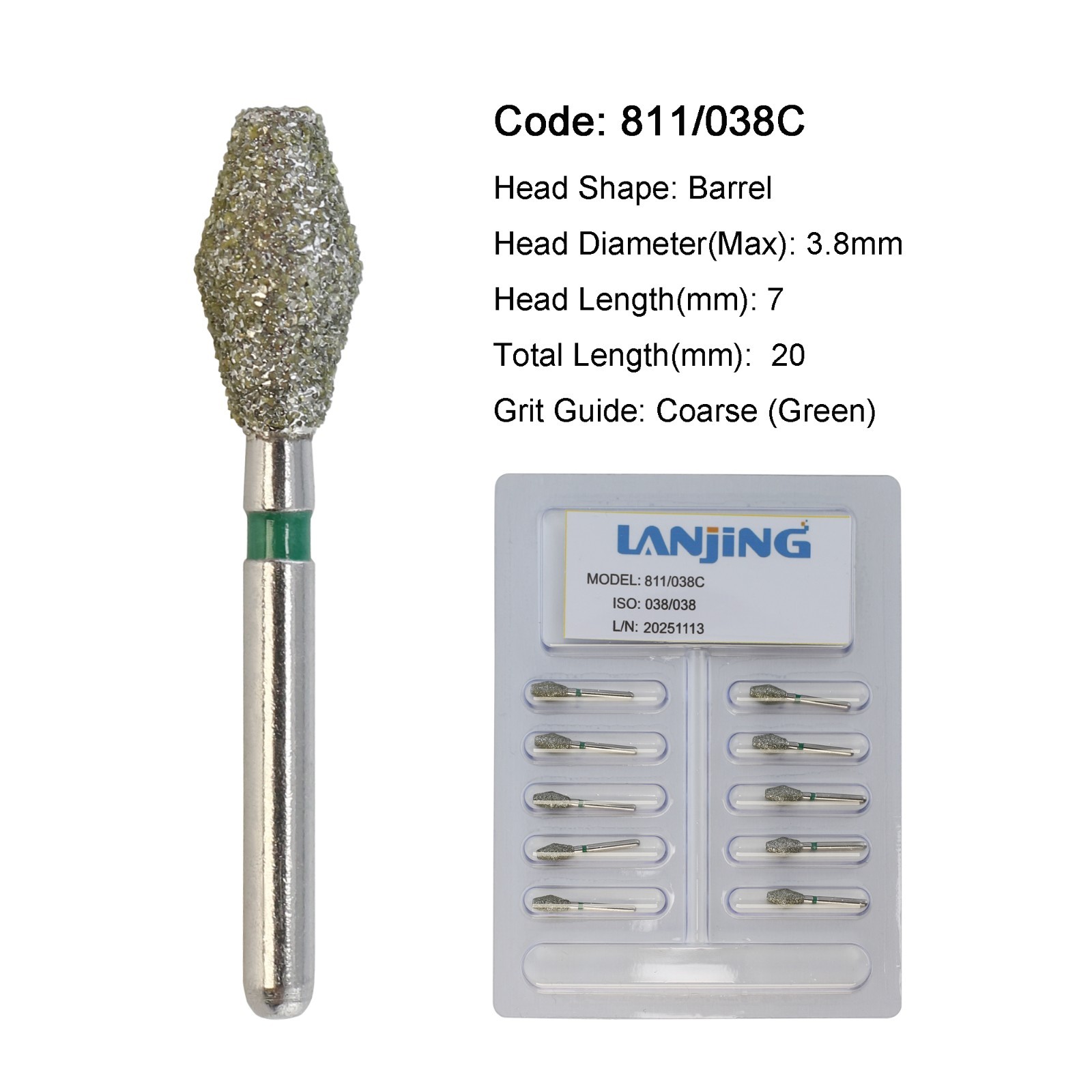 Dental Diamond Burs FG Pear Barrel Friction Grip Medium Coarse High Speed 330