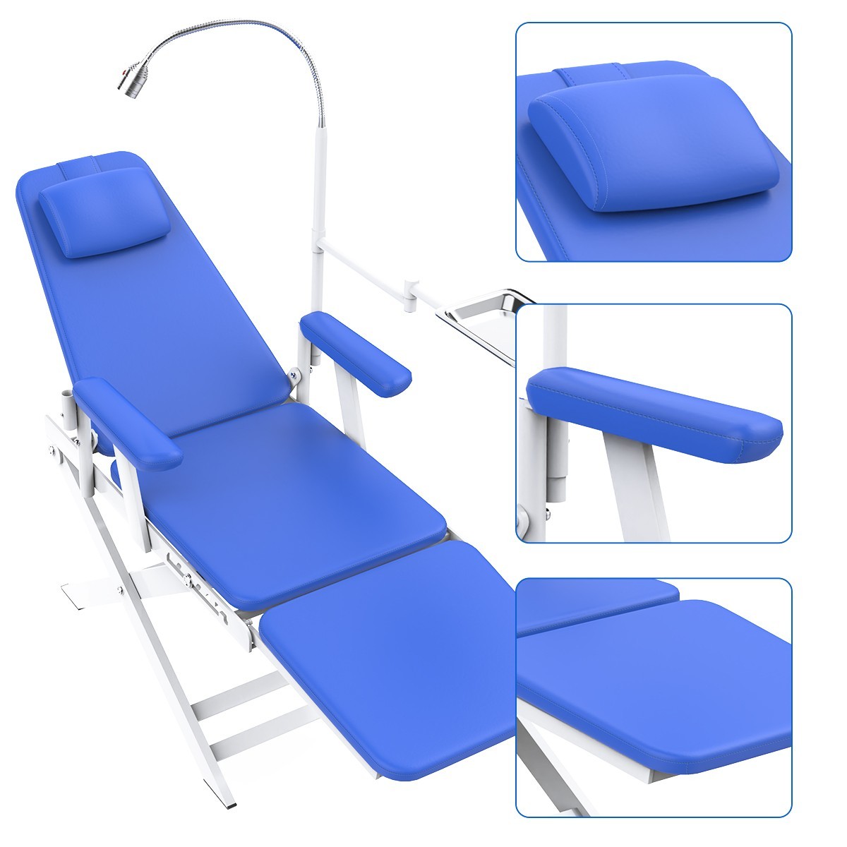 Dental Mobile Exam Folding Chair PU Leather with LED Light/ Turbine Unit 4 Holes