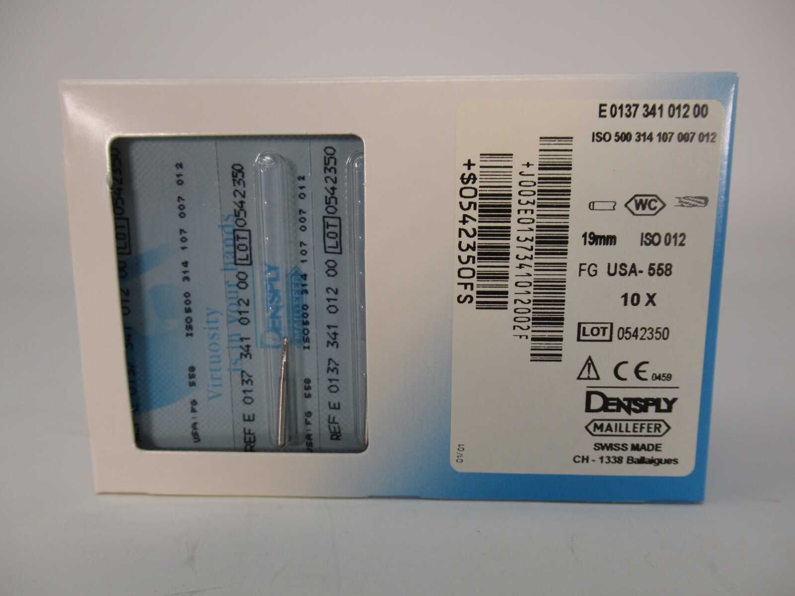 Dental Operatory Carbide Burs FG 558 Str Flat End CC-50 pack -Dentsply Maillefer
