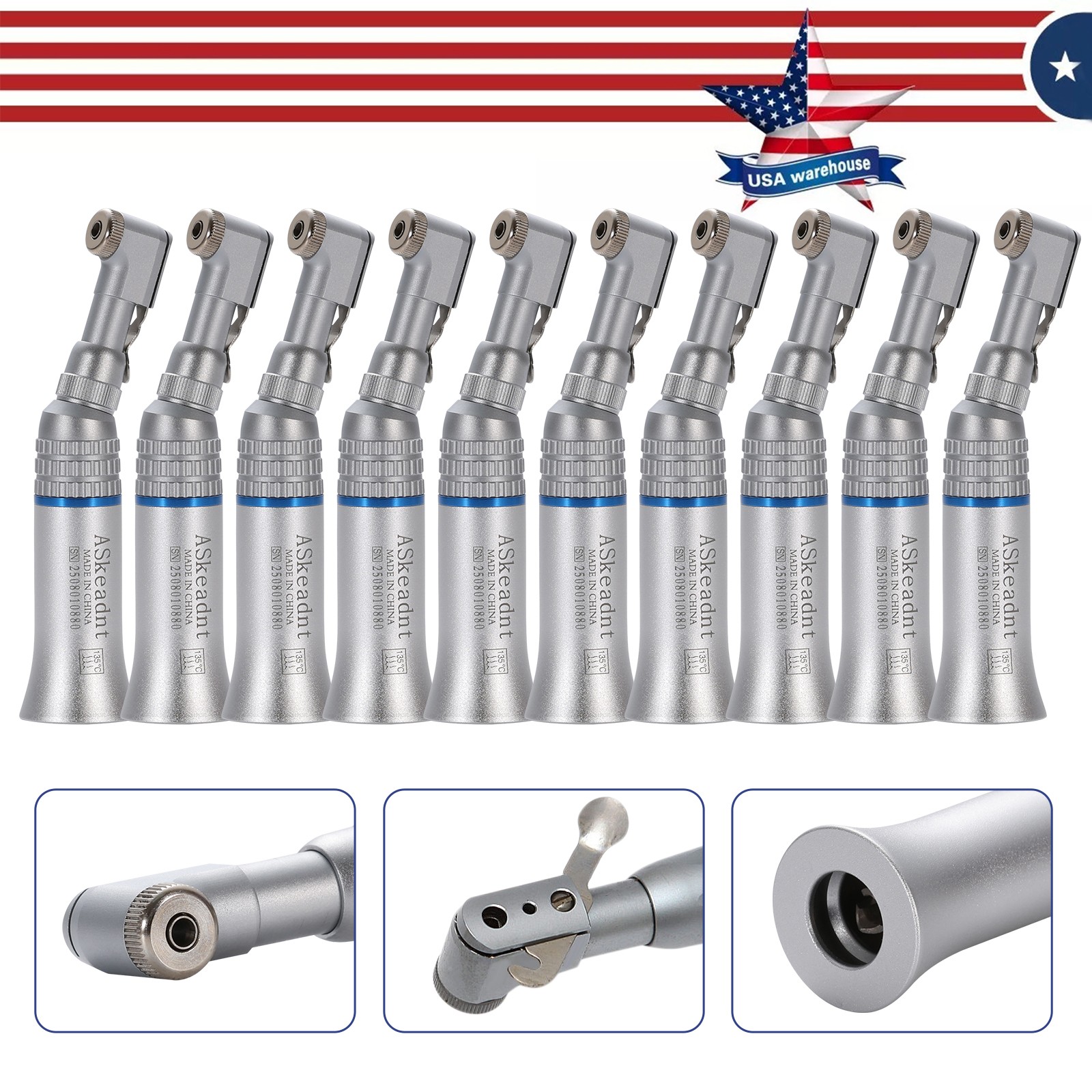 1/5/10Pcs Dental Low Speed Contra Angle Handpiece Latch Bur Fit E-type Motors