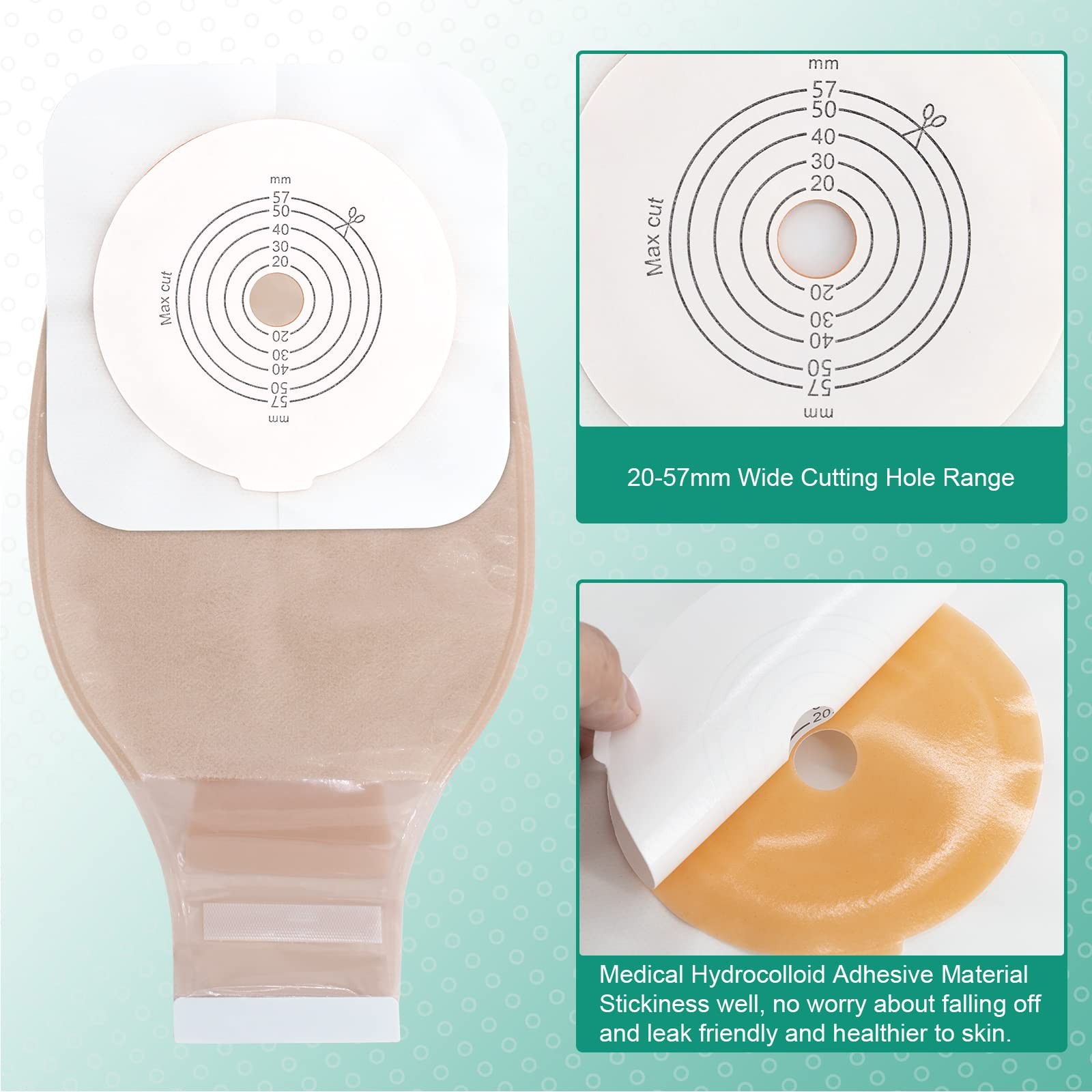 SUCONBE Ostomy Supplies, 21PCS Colostomy Bag with Hook-and-Loop Closure- 15 PCS