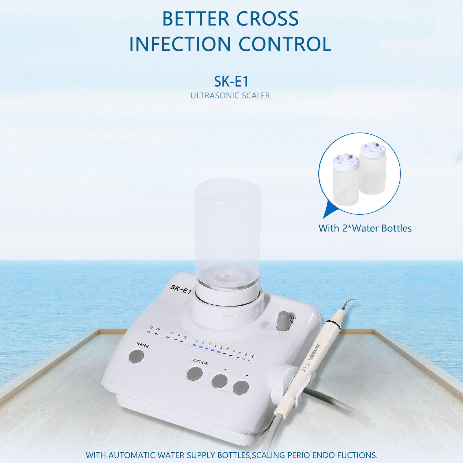 Dental Ultrasonic Scaler Unit Handpiece + 2*Water Bottles For EMS Cavitron US-E1