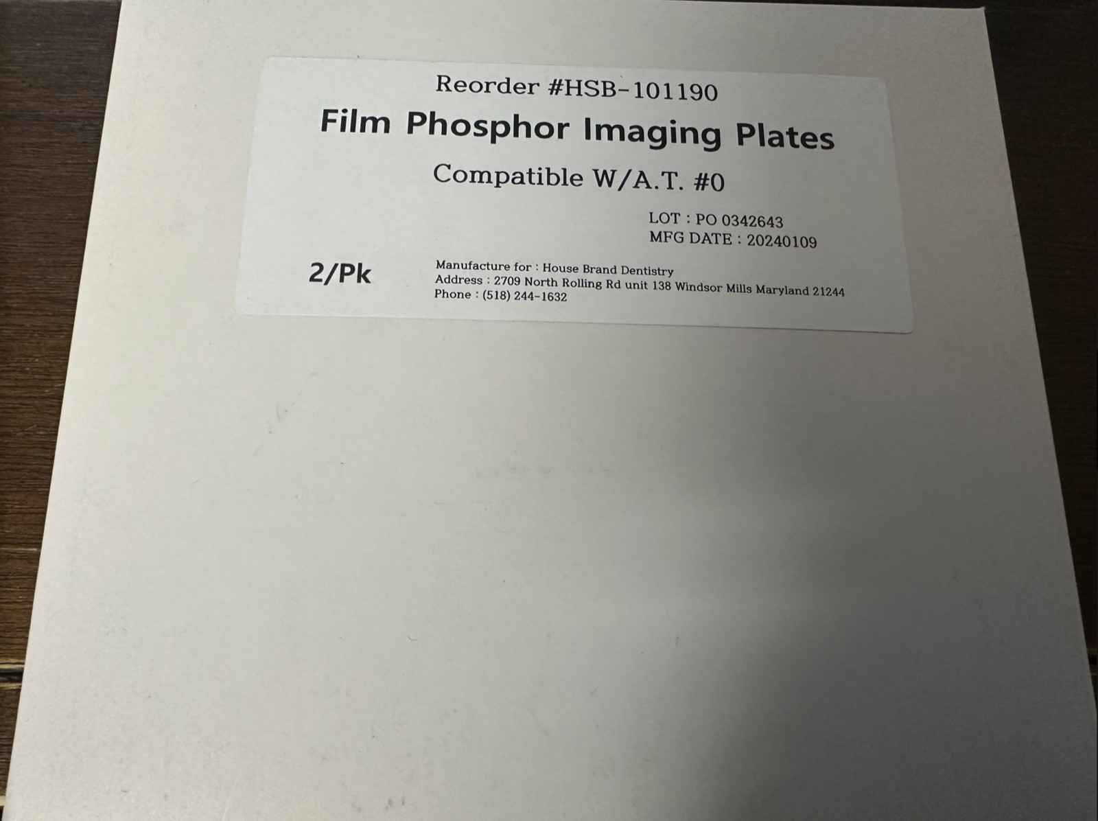 ScanX Compatible Phosphor Plates Barrier Envelopes Size #0 (2/Bx)