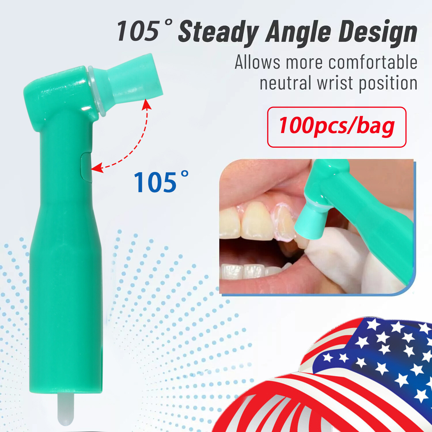 100 Dental Prophy Angles Soft Cup, Disposable & Latex Free, Premium Quality 105°