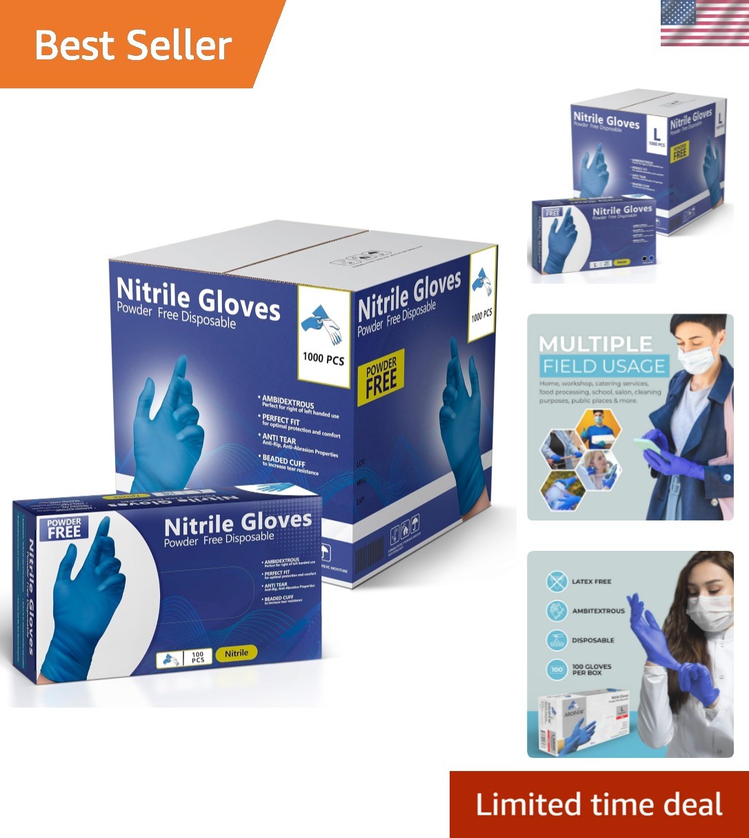 Nitrile Gloves, Disposable Gloves, Comfortable, Powder Free, Latex Free | 100…