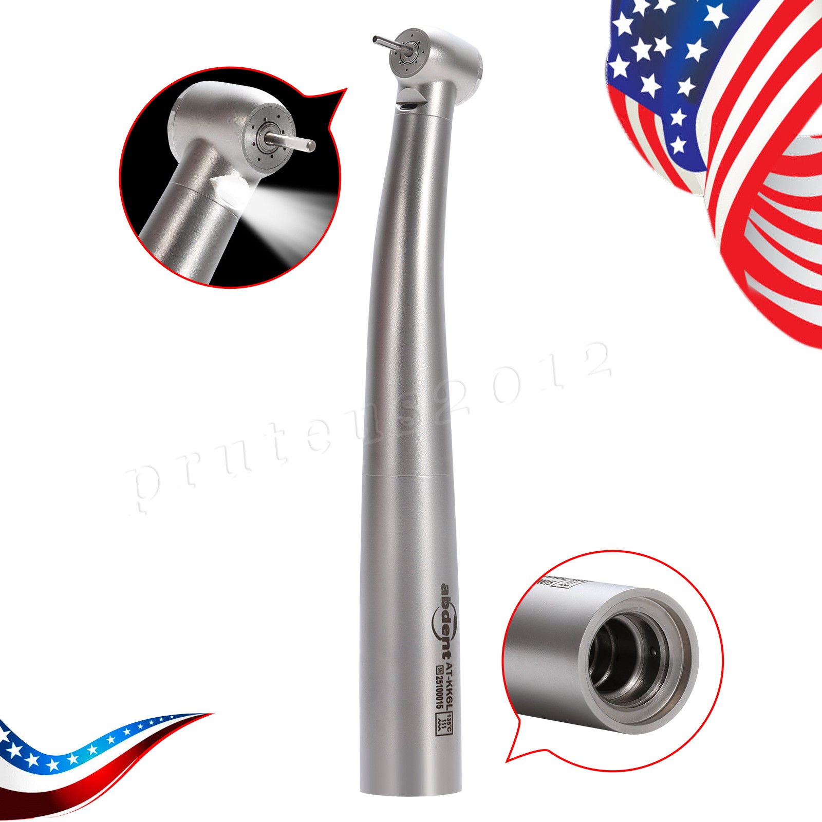 Abdent Dental Fiber Optic LED Handpiece 4 Spray/4 Hole LED Coupling Fit KAVO