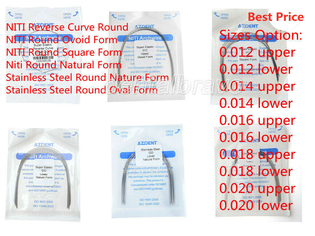 20x Dental Ortho Arch Wire NITI/Stainless Steel Round Oval/Nature/Square Form