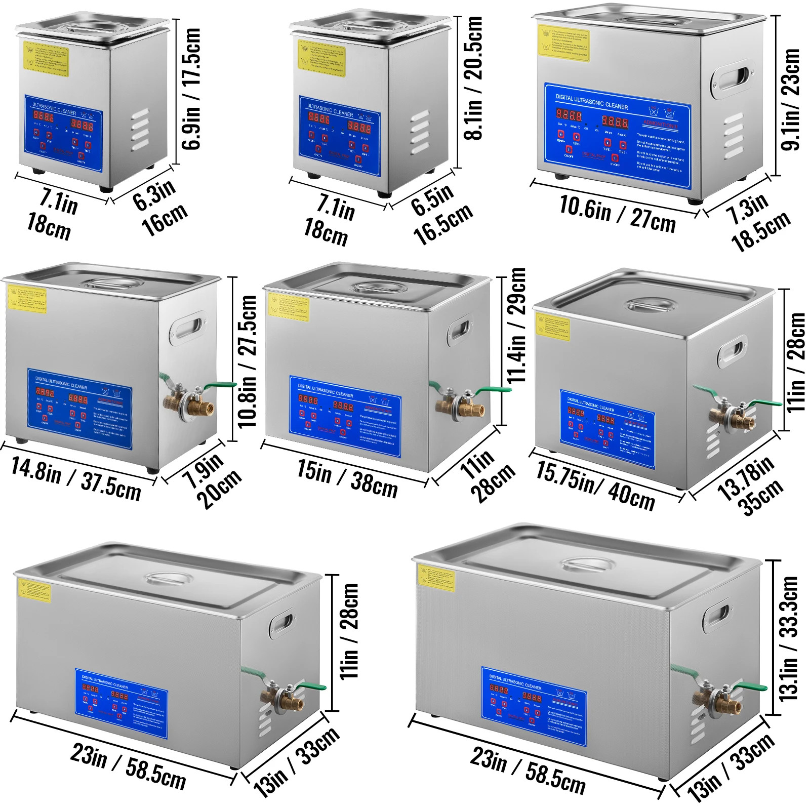 SucceBuy 1.3L 2L 3L 6L 10L 15L 22L 30L Ultrasonic Cleaner Lave Dishes Portable