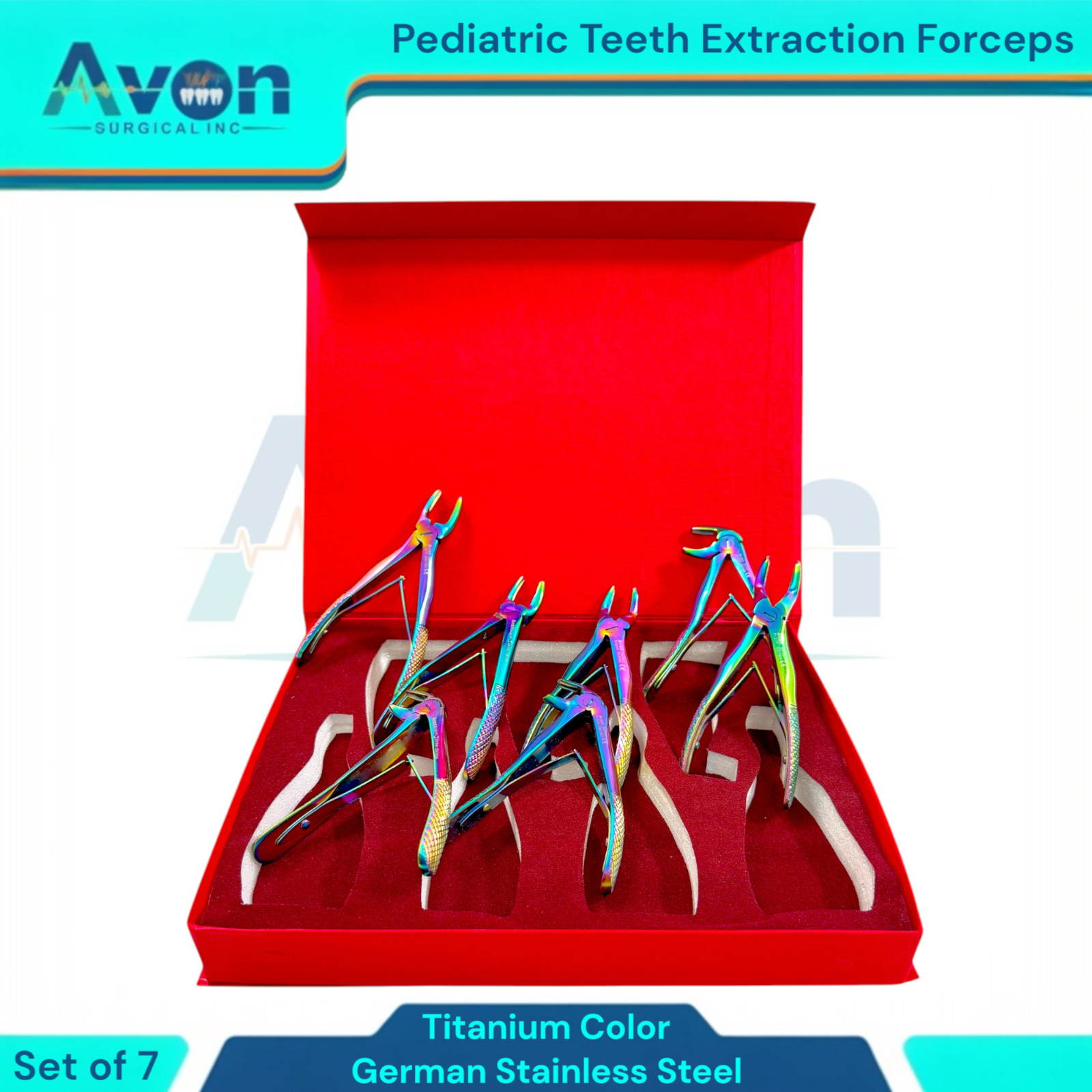 Set of 7 Pedo Forceps Tooth Extracting Kelin Pliers for Children – Rainbow