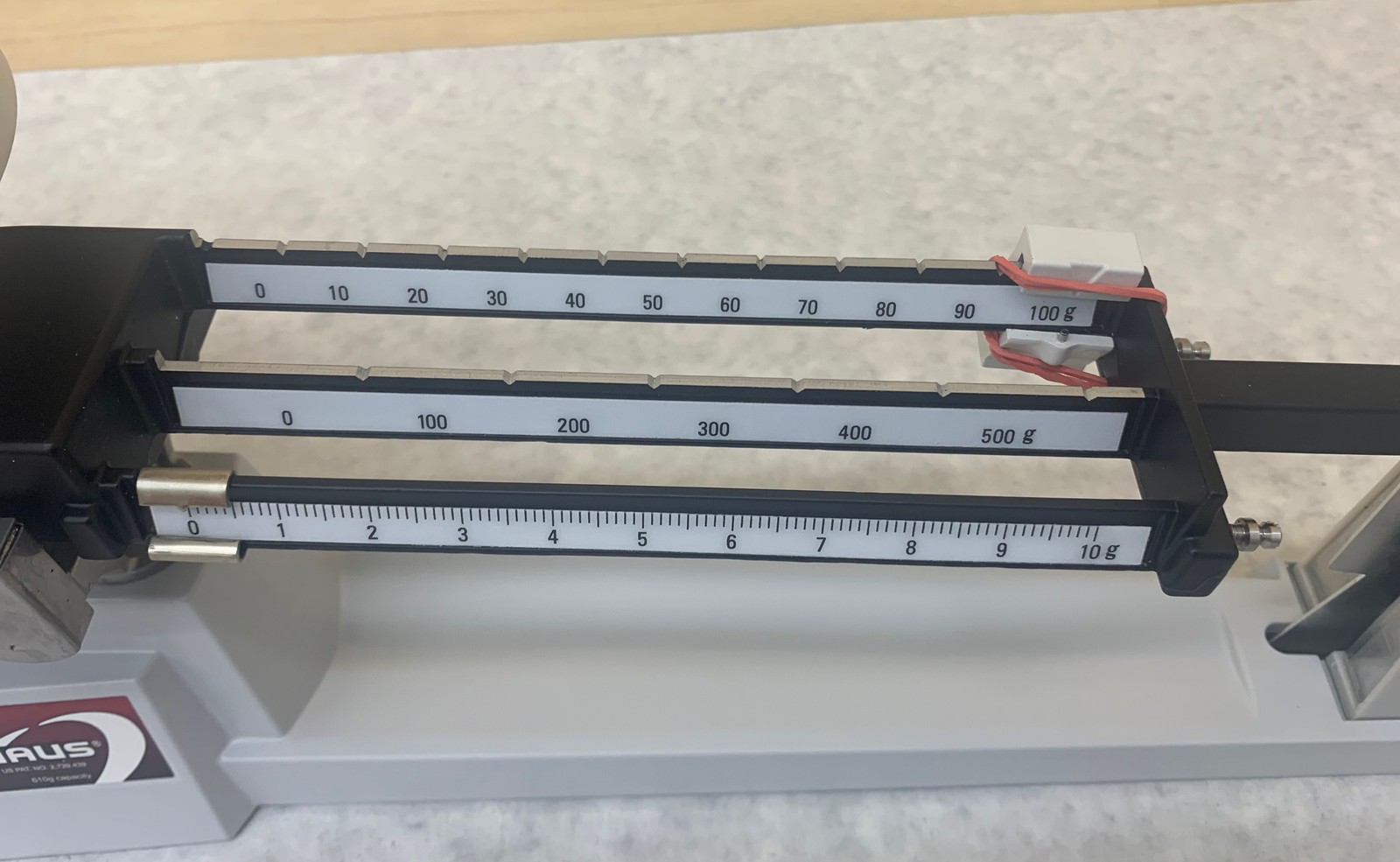 Ohaus 750-S0 Triple Beam Balance w/ Stainless Steel Pan – 610g x 0.1g