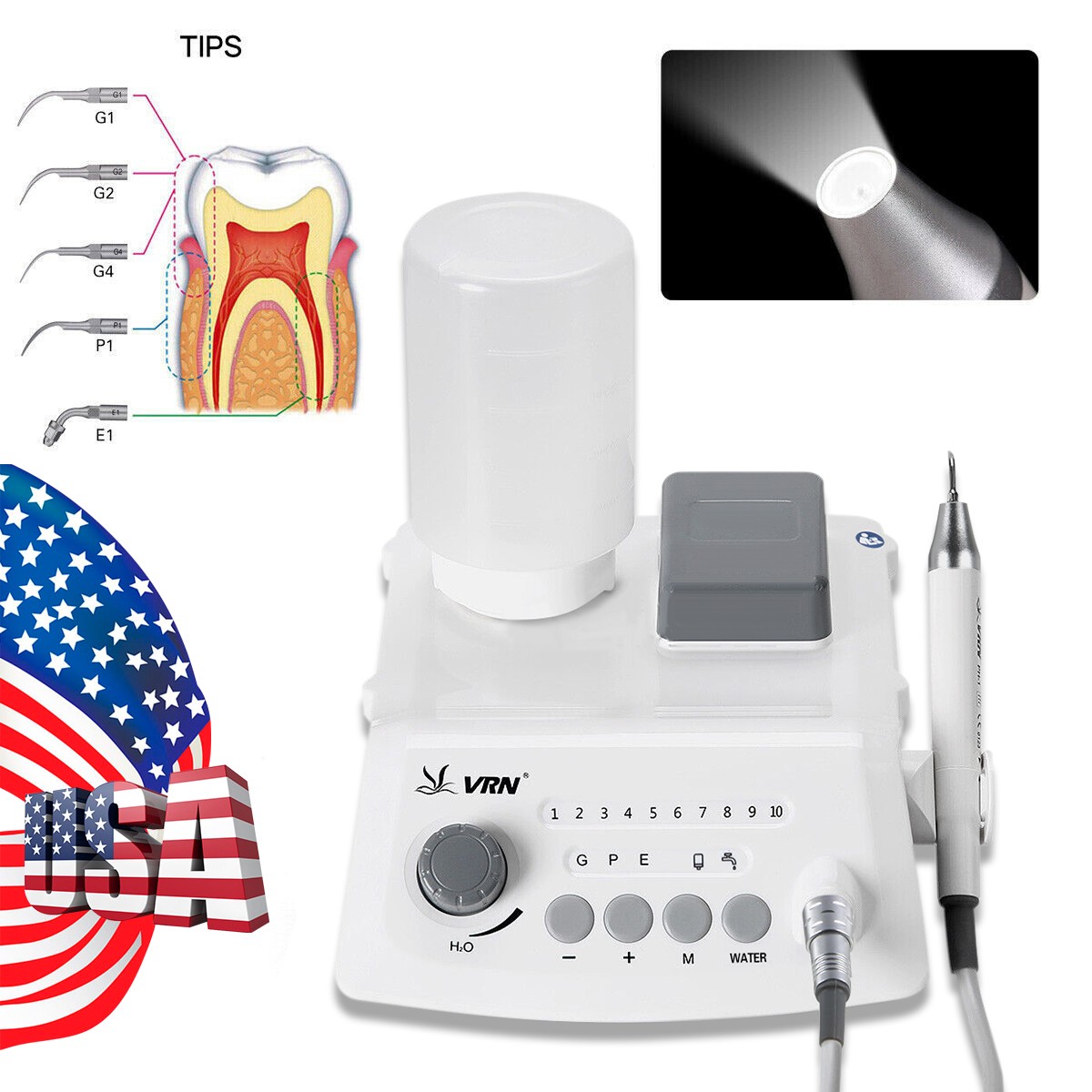 Dental Ultrasonic Scaler & LED Detachable Handpiece Auto Water Supply USA STOCK