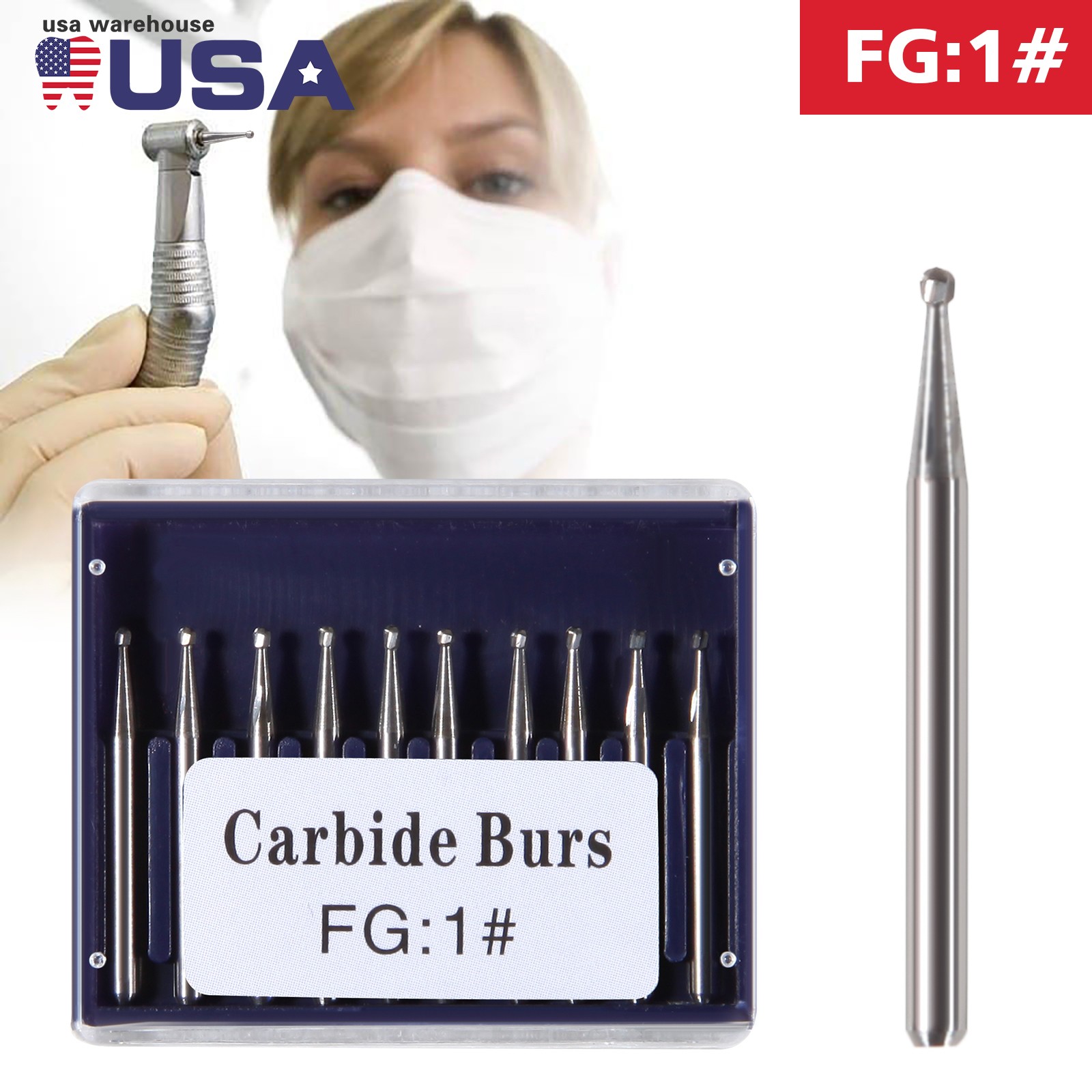 Dental Carbide Burs FG 12345 557 330 Friction Grip Round Pear High Speed po