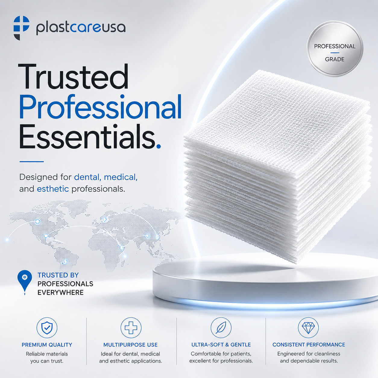 800 4×4 Non Woven Sponges 4-Ply, Non-Sterile Cotton Dental Gauze Pads (4 Packs)
