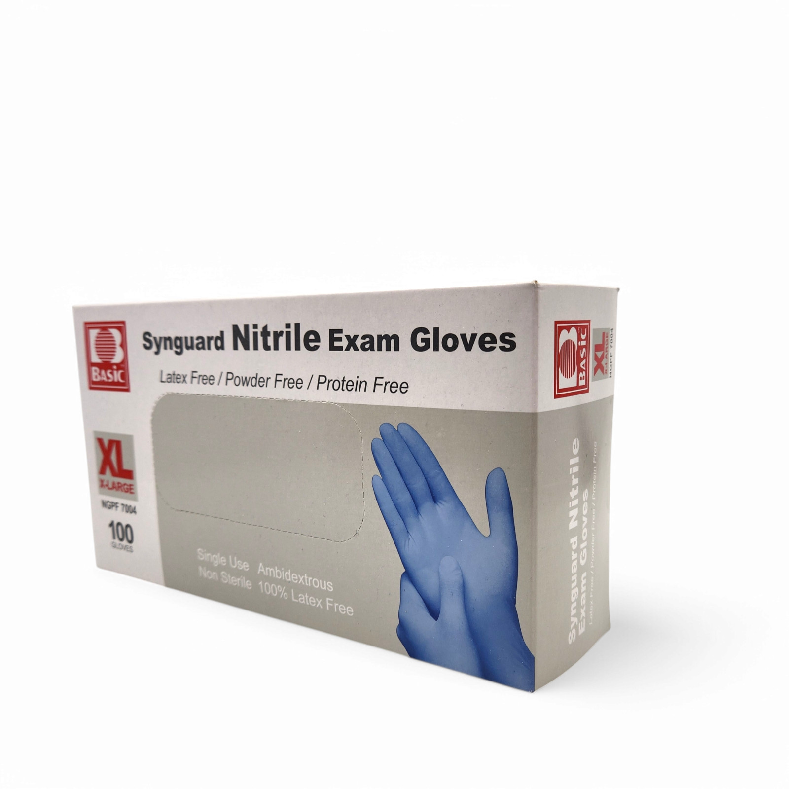 Basic XL Synguard Nitrile Exam Gloves – Disposable, Blue (100/Box) Fast Ship NEW
