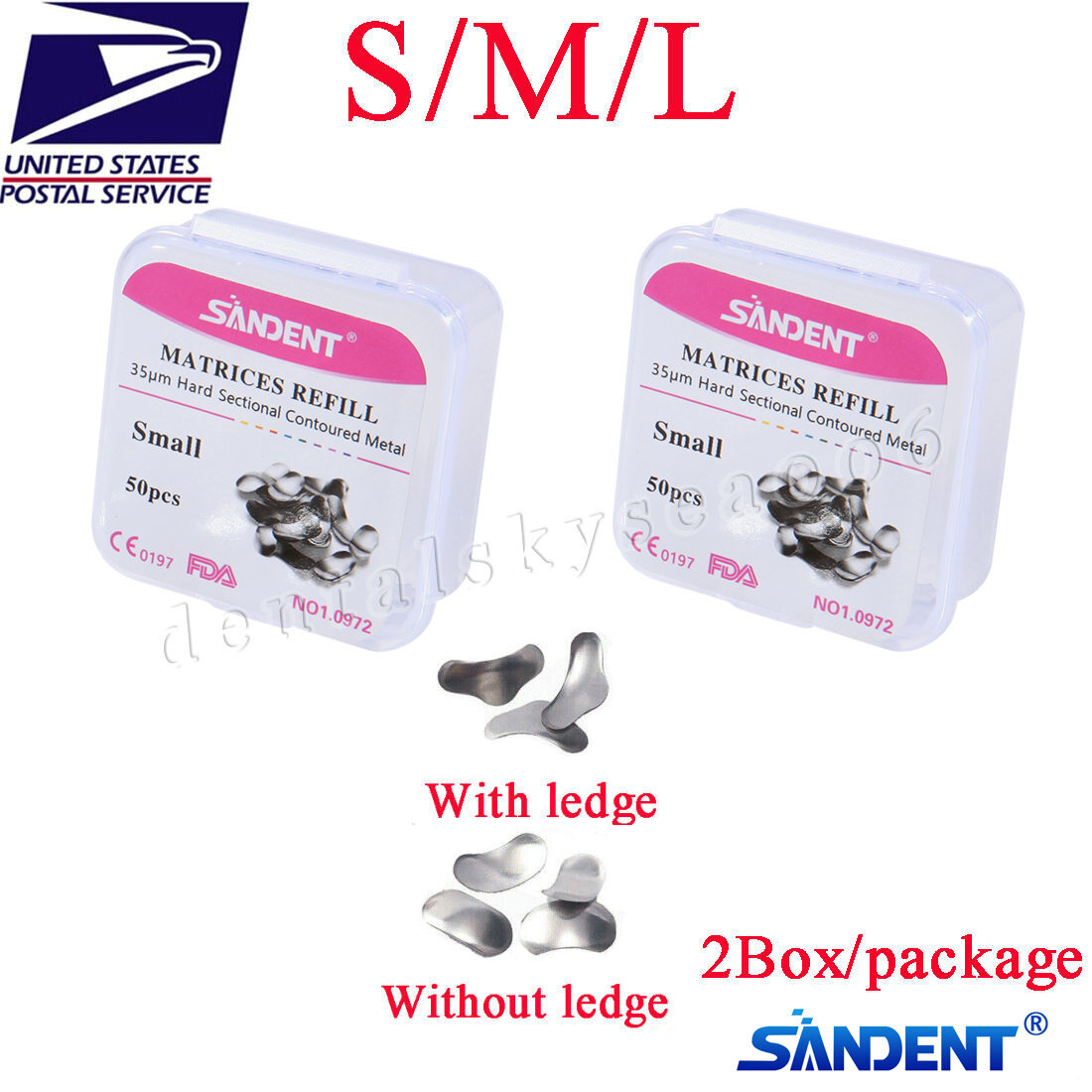 50* Dental Metal Matrices Matrix Band Sectional Contoured Refill S/M/L 35μm