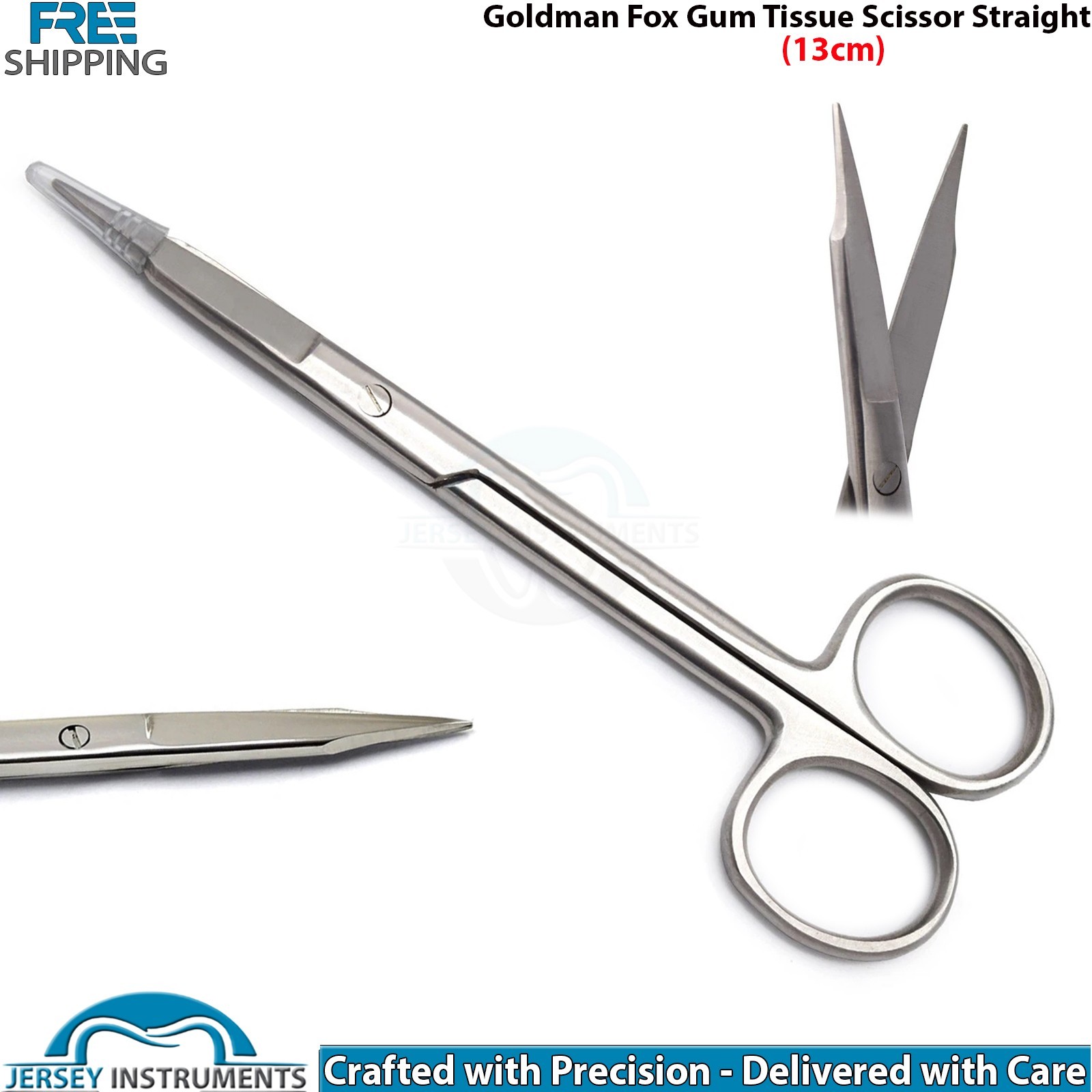 Set of 3 Goldman Fox Scissors Straight Curved Double Curved Dental Surgical New