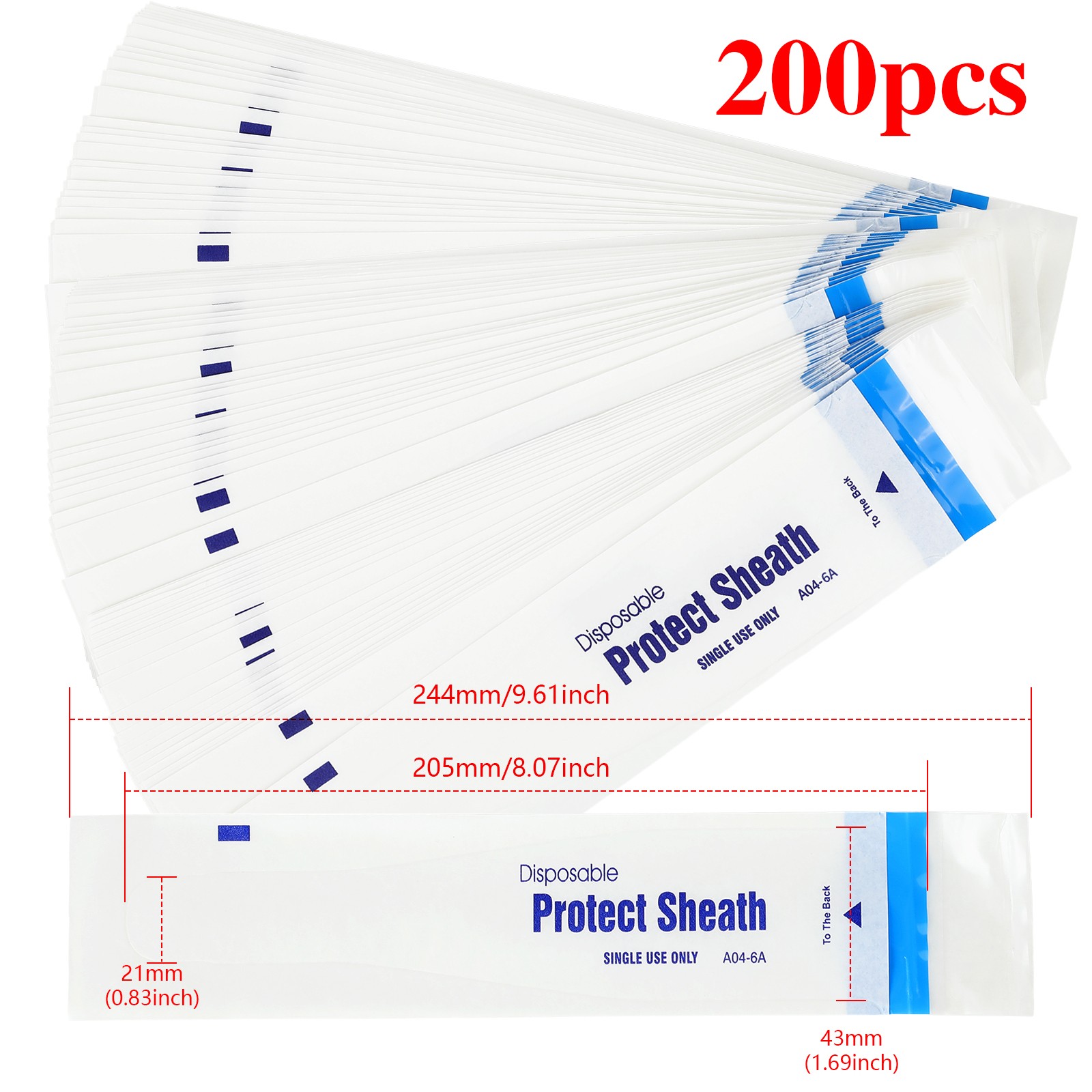 200pcs Intraoral Camera Sheath Dental Oral Disposable Safe Cover Sleeve A04-6A