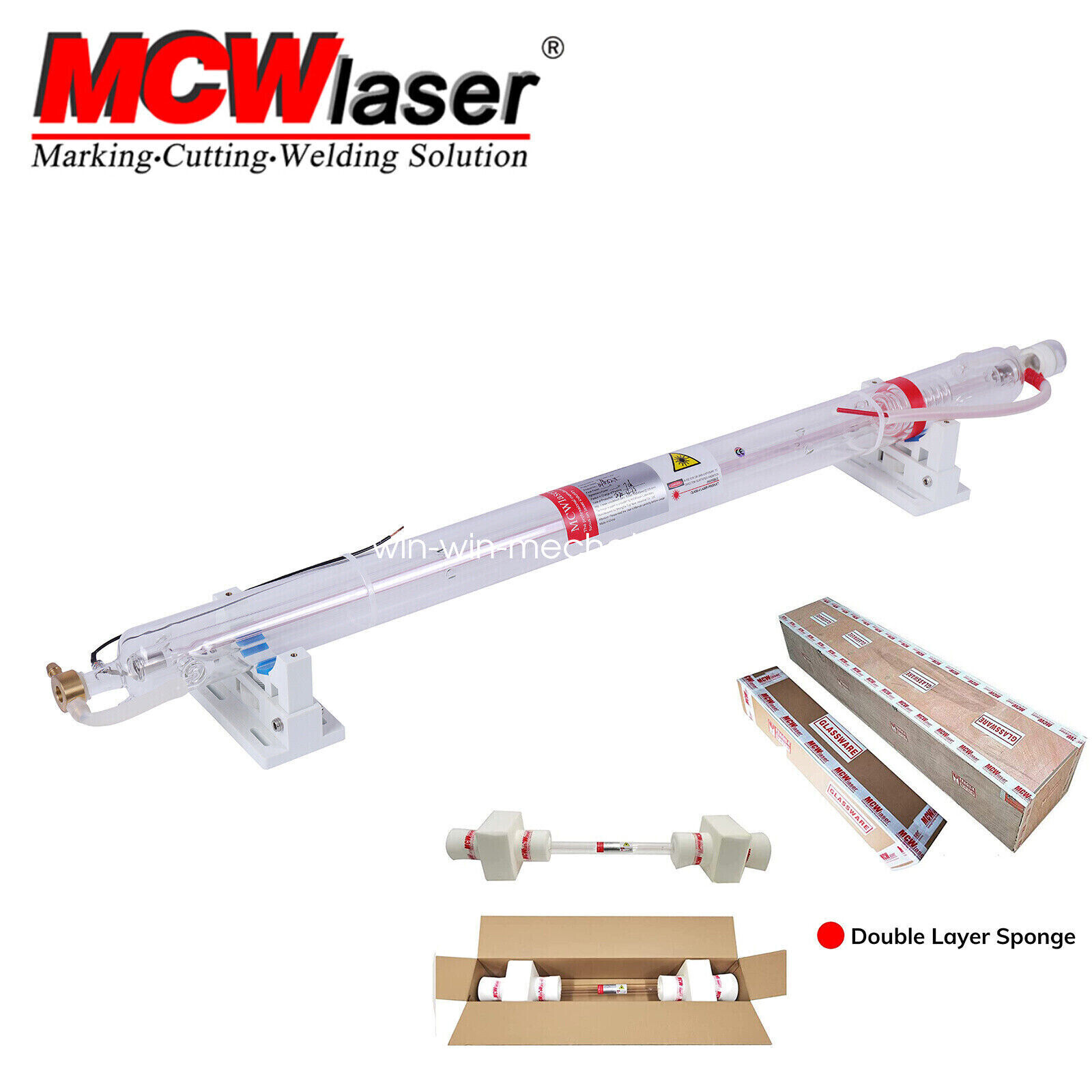 MCWlaser 40W~150W CO2 Laser Tube For Engraver Cutting Machine with Metal Head