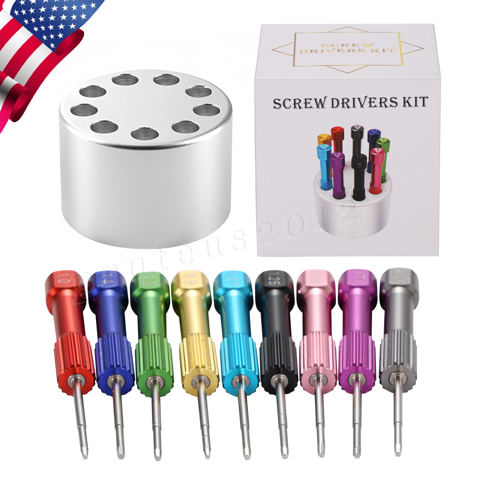 Implant Pro Dental Implant Screwdriver Kit with Set of 9 Drivers and Base Holder