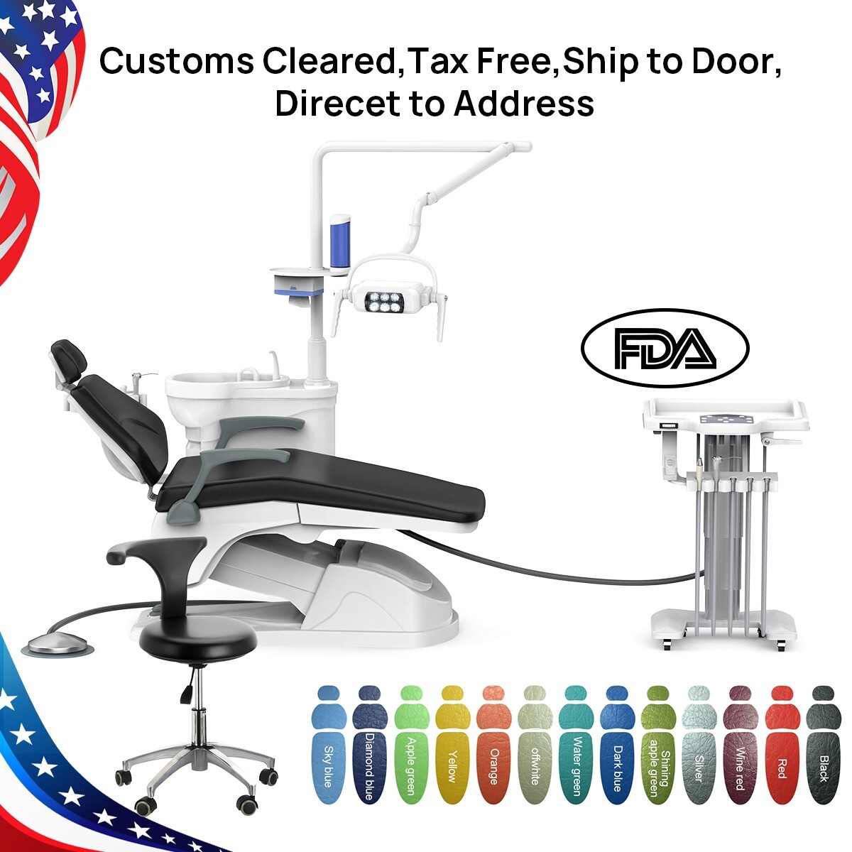 Dental Unit Chair Integral Computer Controlled DC / Mobile Delivery Unit 4 Hole