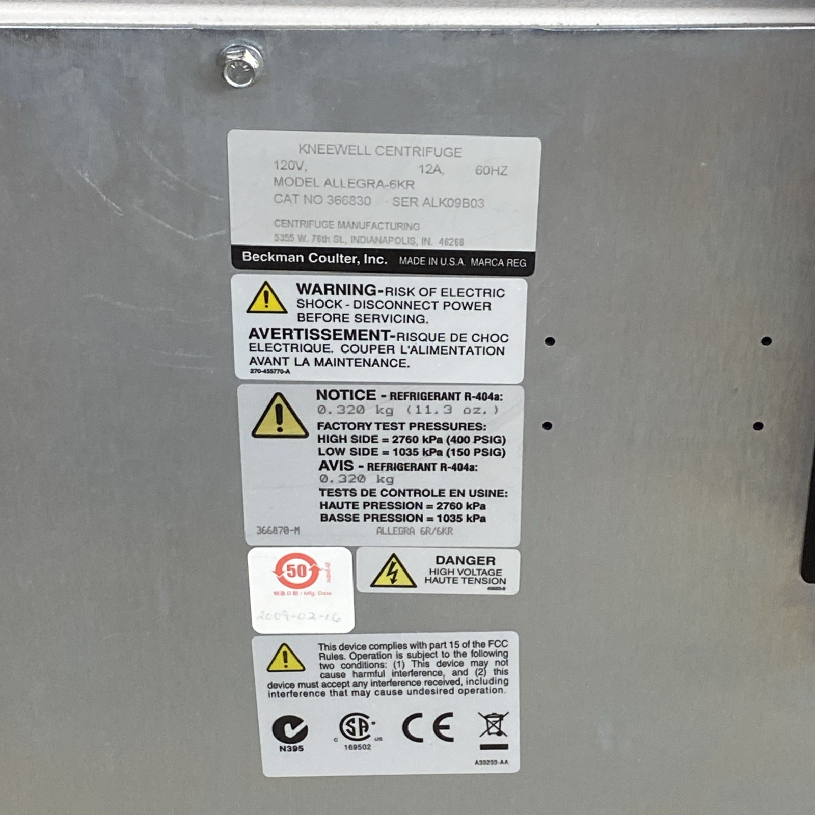 Beckman Coulter Allegra-6kr Refrigerated Benchtop Centrifuge