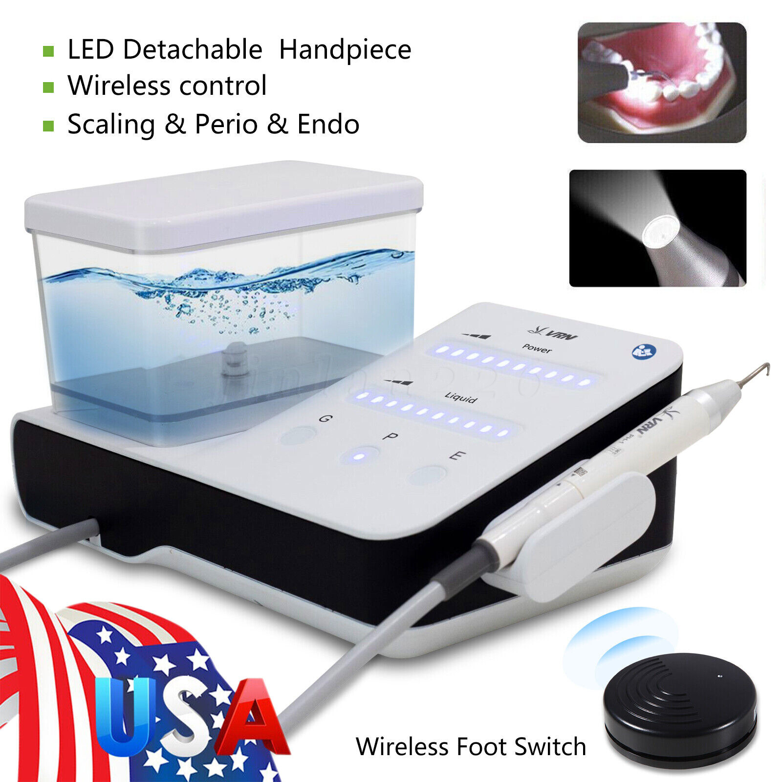 LED Dental Piezo Ultrasonic Scaler &10 Tips & bottle Fit EMS Cavitron WOODPECKER