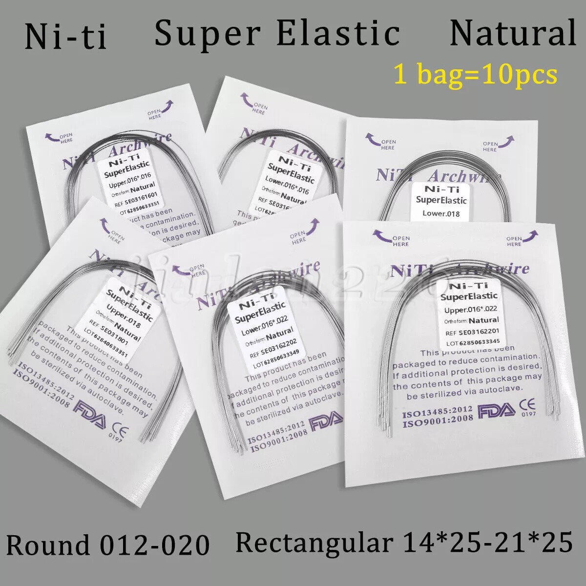10 Packs Dental Orthodontic Arch Wire Rectangular Niti Super Elastic Upper/Lower