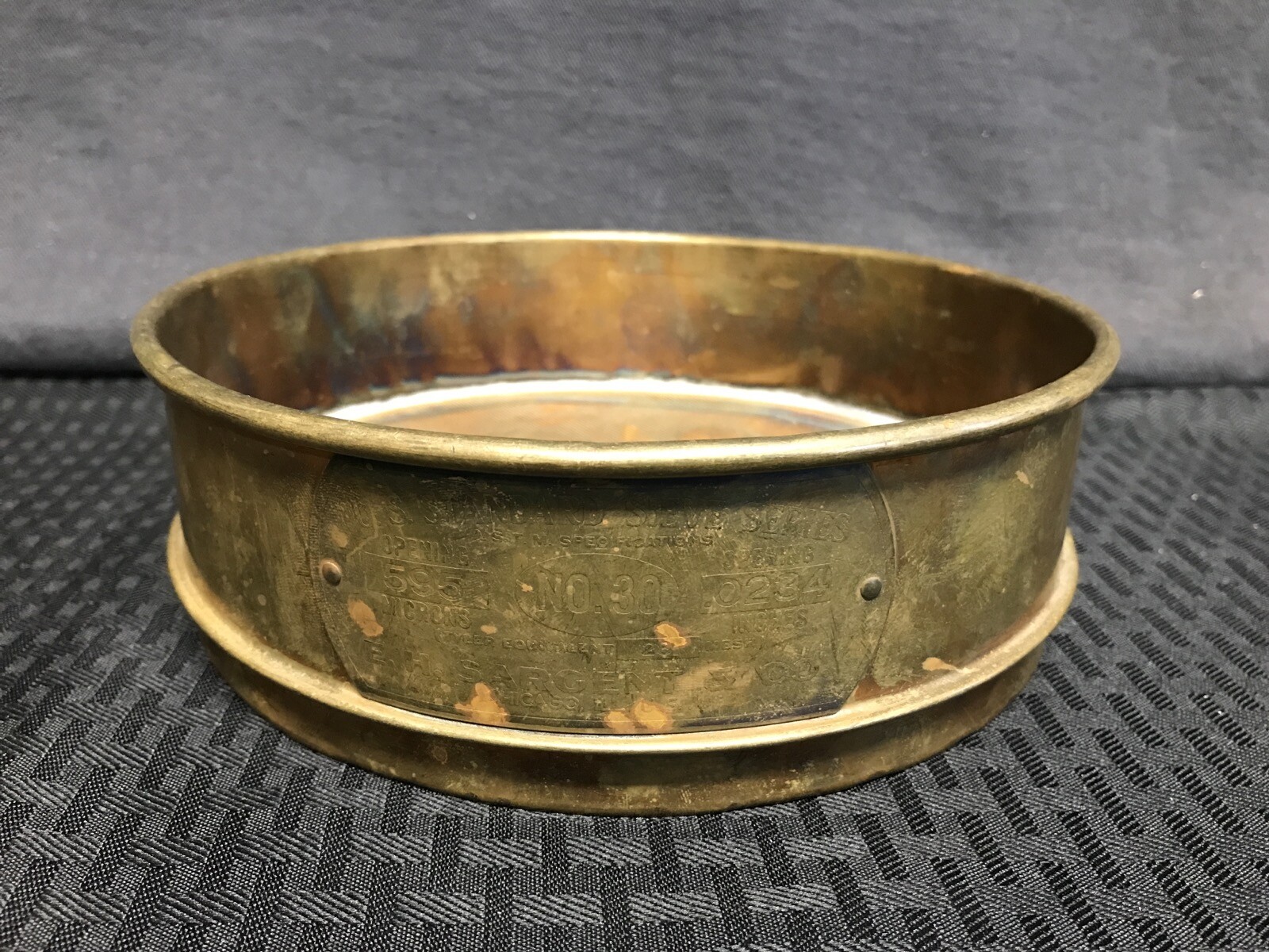 SARGENT 8” US Standard No. 30 Mesh Brass Full Height Test Sieve 595um 0.0234”