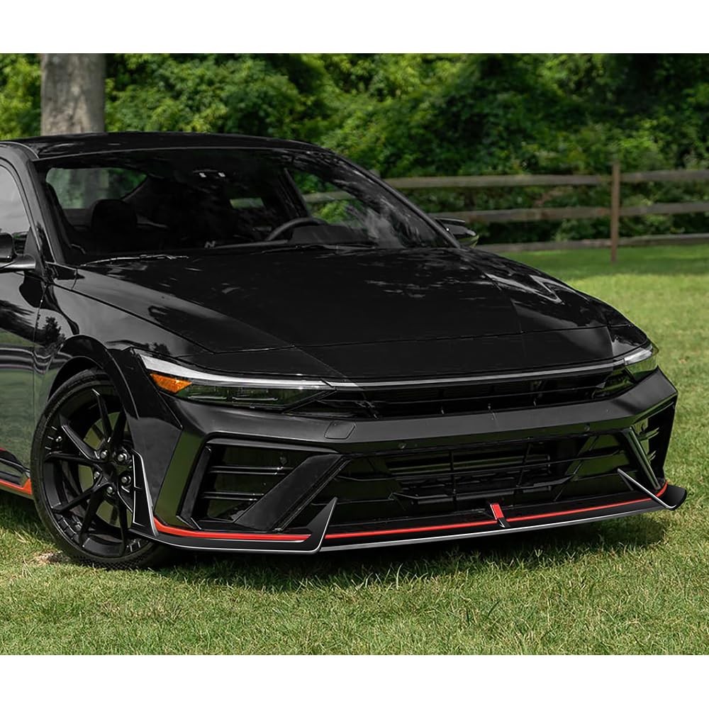 ABS Front Bumper Lip Painted Glossy Black for 2024-2026 Hyundai Elantra N N-Line