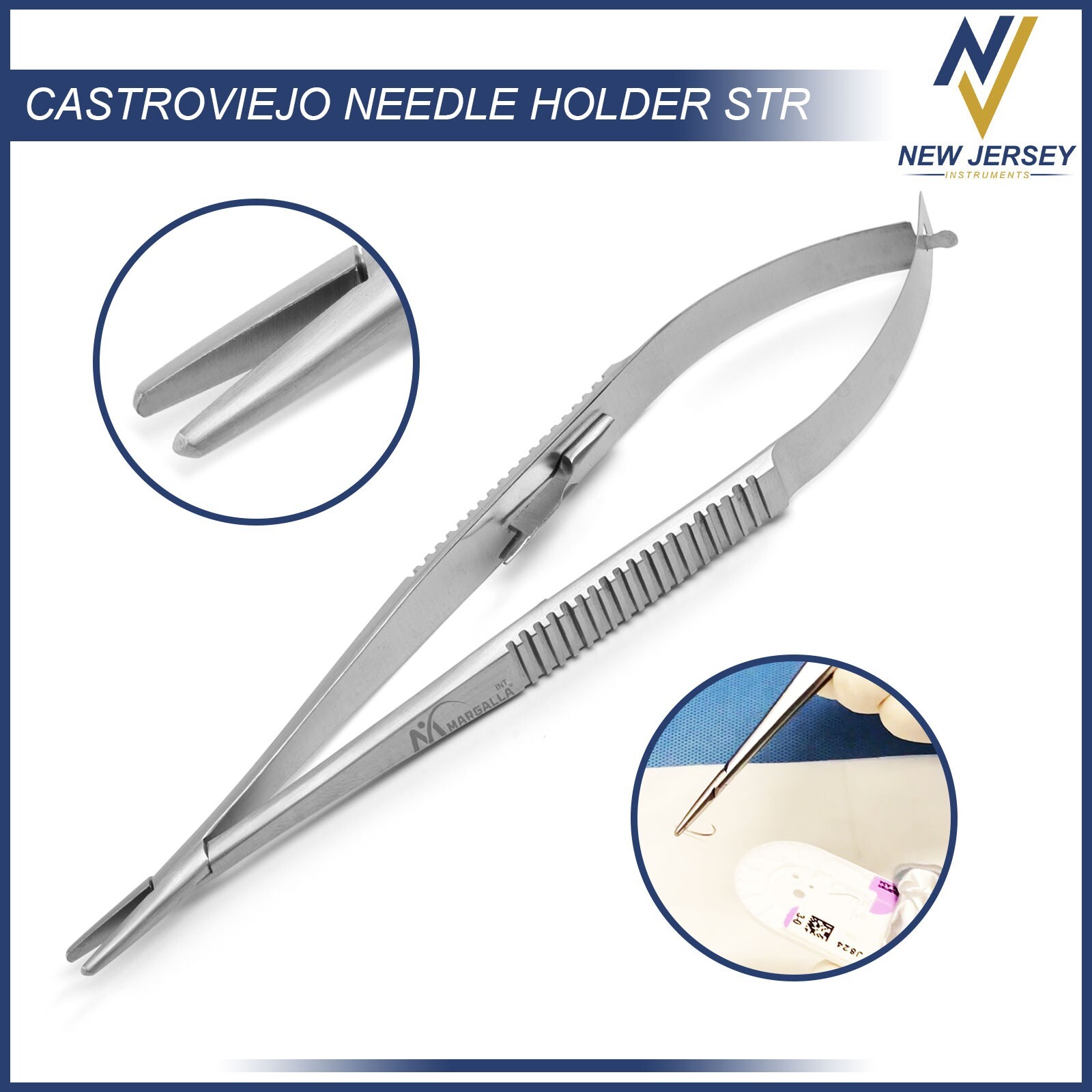 Castroviejo Micro Needle Holder, 15 cm / 5.9″, straight & Curved, with lock