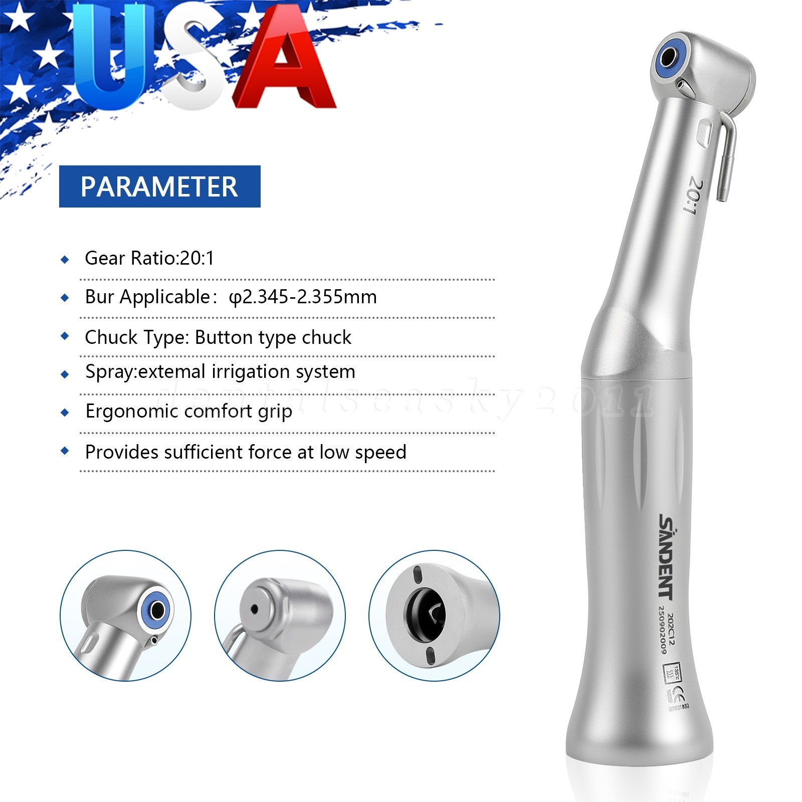 NSK MAX SG20 Dental 20:1 Reduction Implant Contra Angle Handpiece Push YBB-NY OR