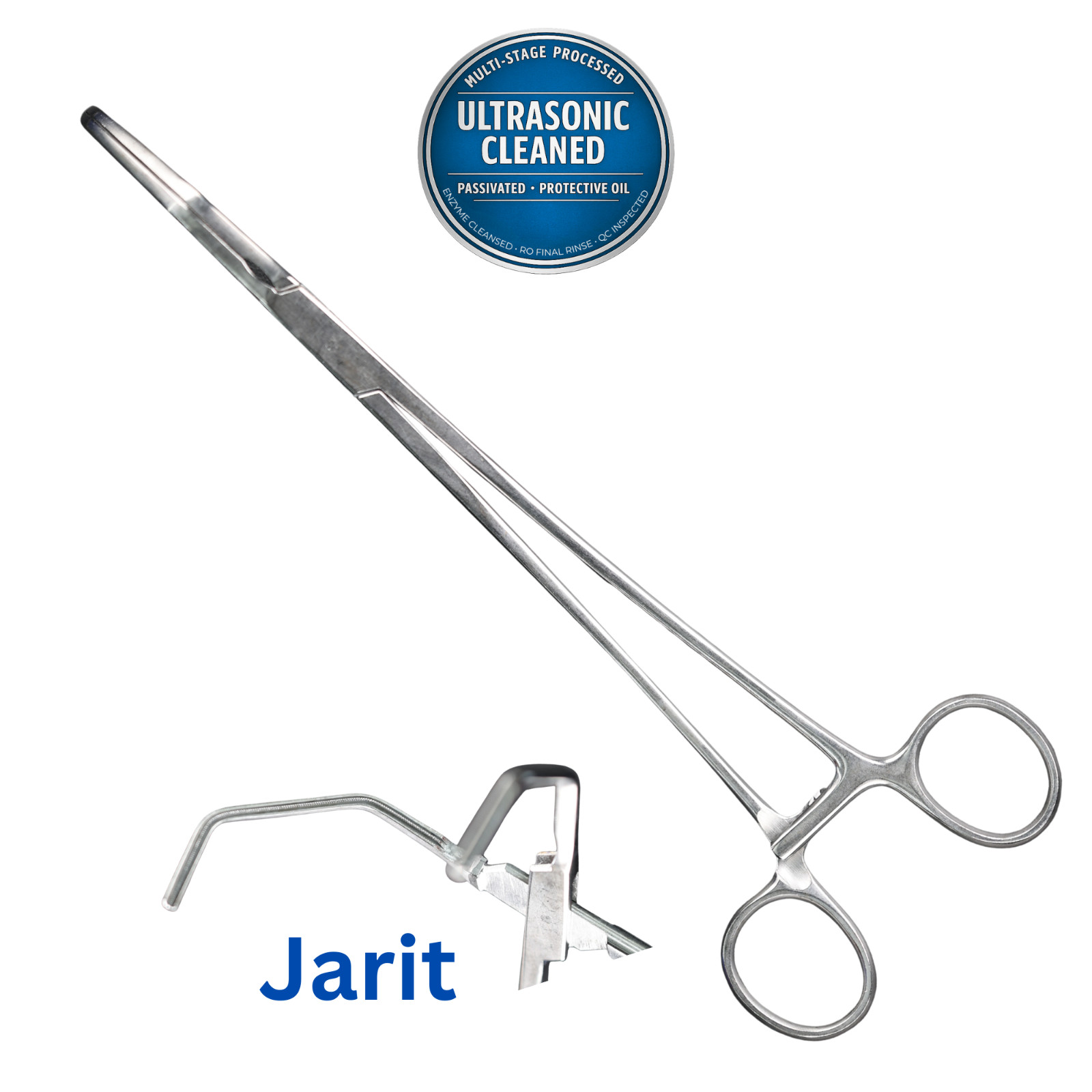 Jarit 320-324 DeBakey Occlusion Clamp, Serrated, 50mm Curved Shanks, 10-3/8″