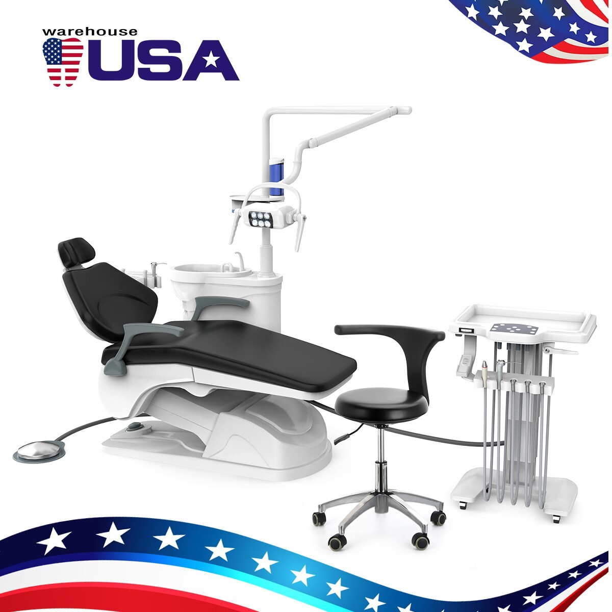 Dental Unit Chair Integral Computer Controlled DC / Mobile Delivery Unit 4 Hole
