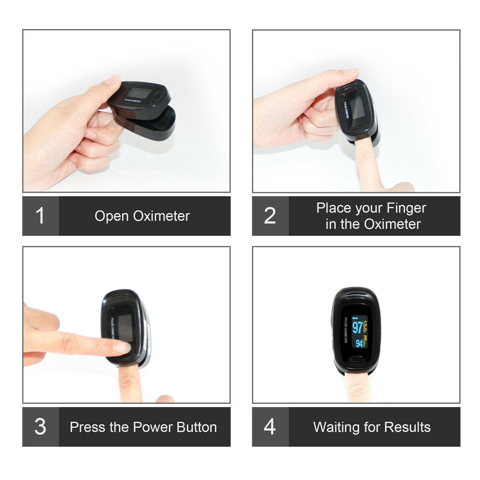 Finger Pulse Oximeter With Case Fingertip Oximetro de pulso de dedo OLED US