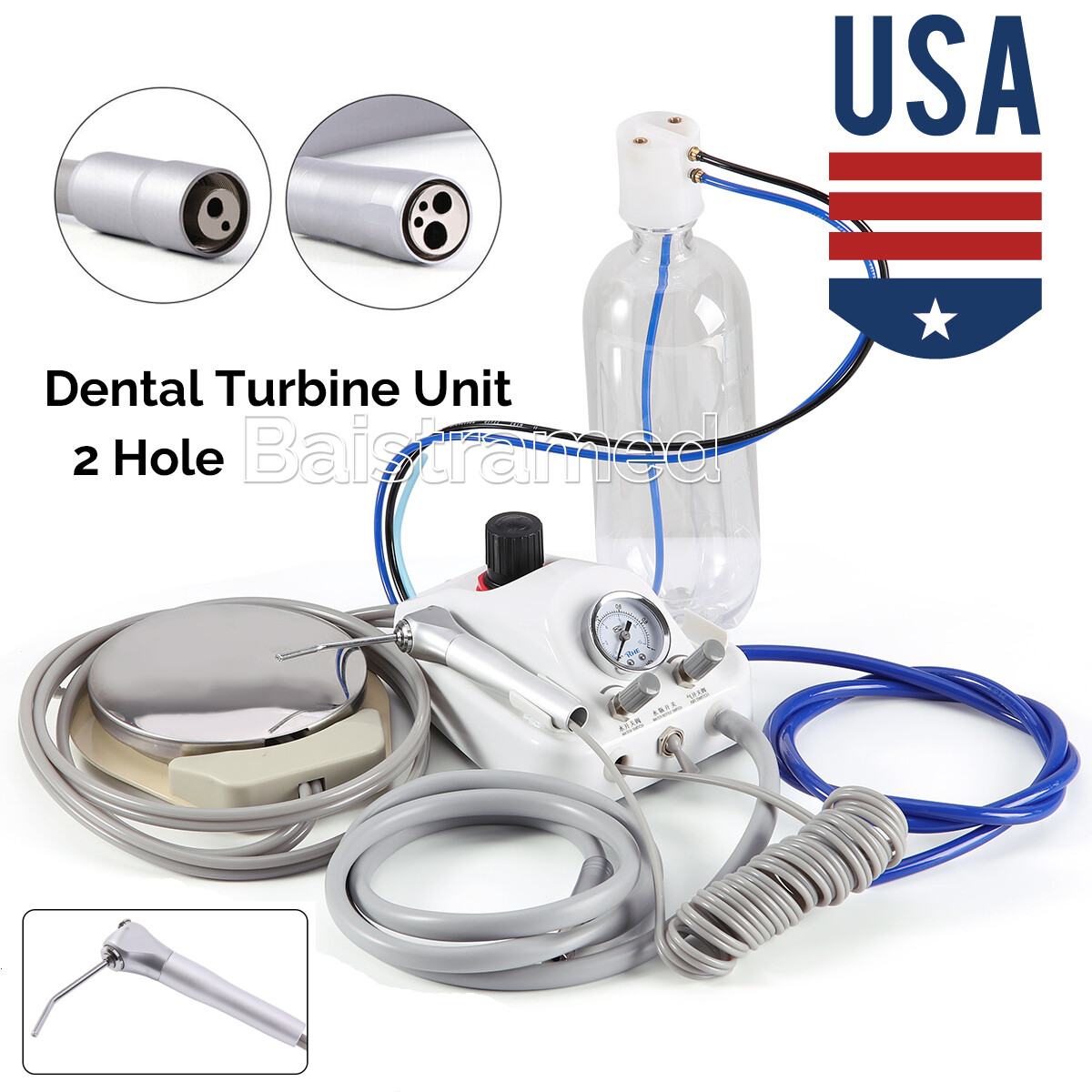 Portable Dental Turbine Unit with Weak Suction Work with Air Compressor 2/4Hole