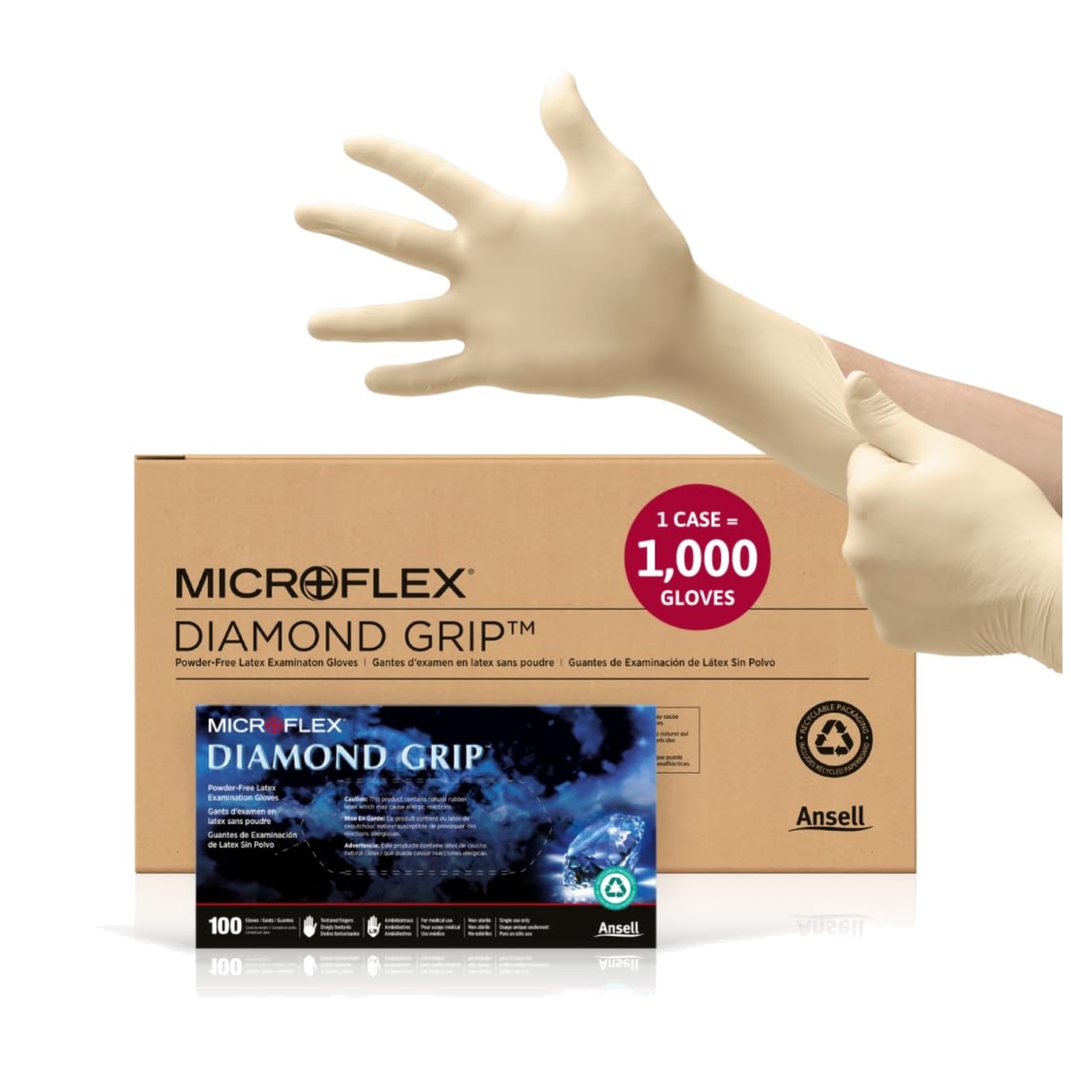 Microflex Diamond Grip MF-300 Latex Gloves XL – Case of 1000..
